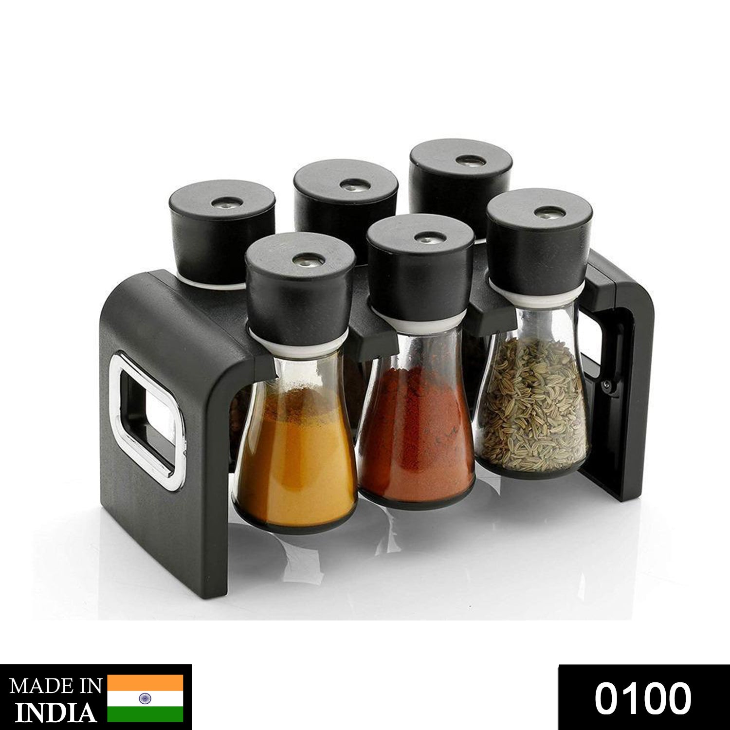 100 Revolving Plastic Spice Rack Masala Organiser (6 Pcs)