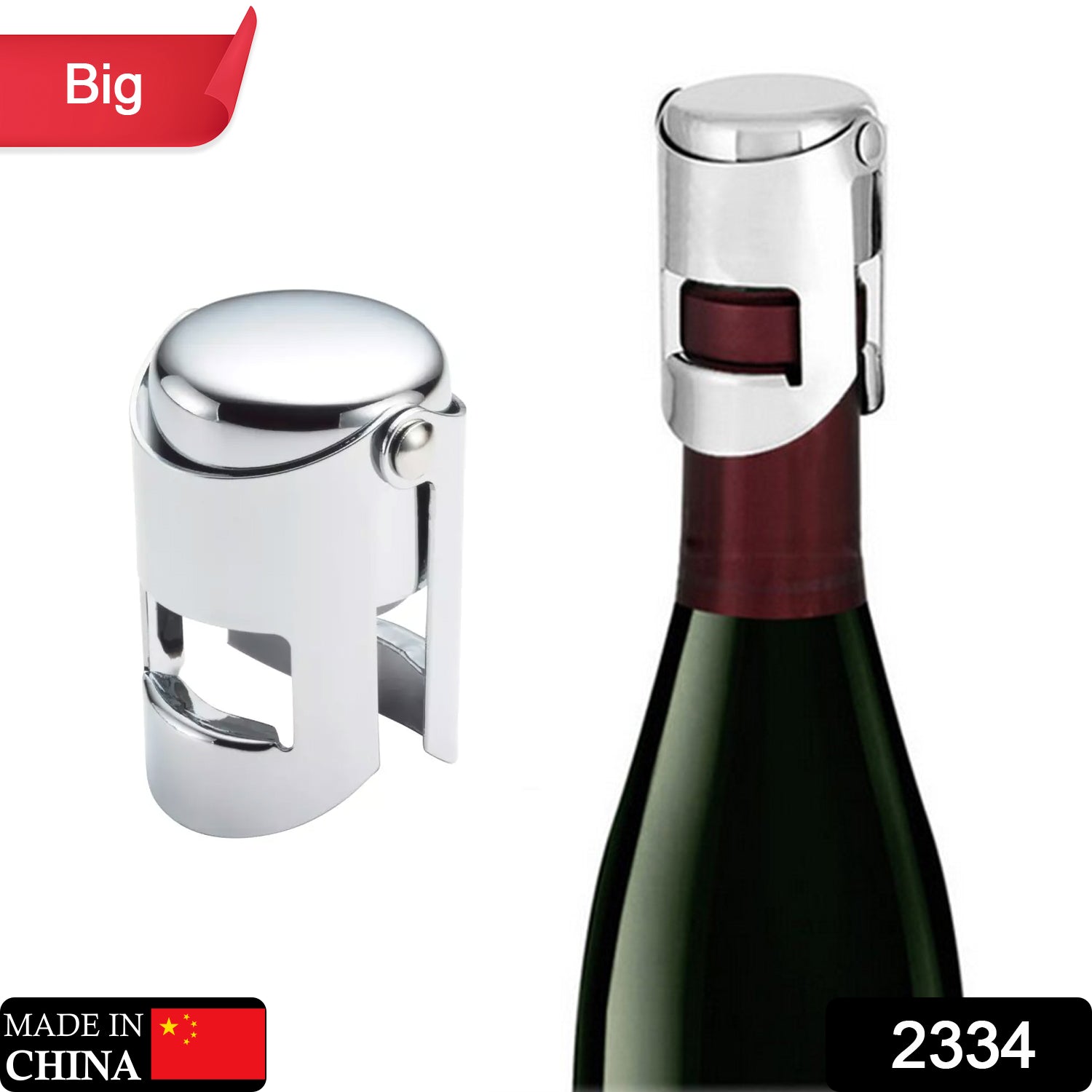 2334 Stainless Steel Sealed Sparkling Champagne Bottle Stopper Big size