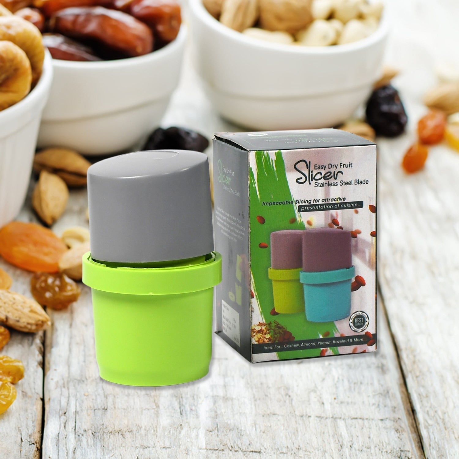 5333 Plastic Dry Fruit and Paper Mill Grinder Slicer, Chocolate Cutter and Butter Slicer with 3 in 1 Blade, Standard, Multicolor 