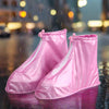 17976 Plastic Shoes Cover Reusable Anti-Slip Boots Zippered Overshoes Covers Transparent Waterproof Snow Rain Boots for Kids / Adult Shoes, for Rainy Season (1 Pair / Pink)