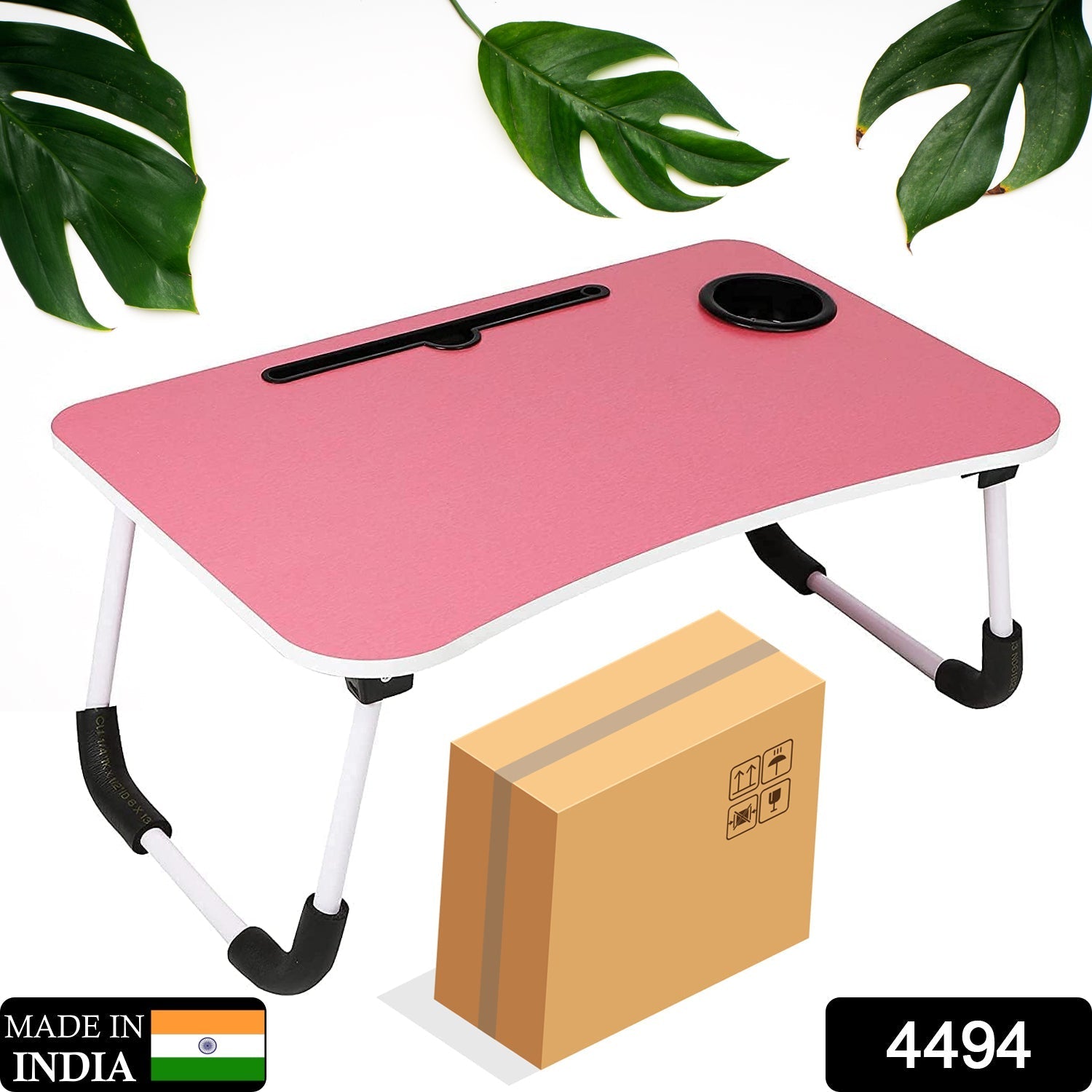 4494 Multi-Purpose Laptop Desk for Study and Reading with Foldable Non-Slip Legs Reading Table Tray , Laptop Table ,Laptop Stands, Laptop Desk, Foldable Study Laptop Table ( PINK ) 