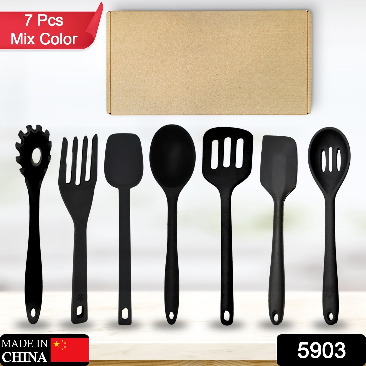 5903  SILICON NON-STICK HEAT RESISTANT KITCHEN TOOL COMBO PREMIUM SILICON ITEMS 7PC ITEM COMBO