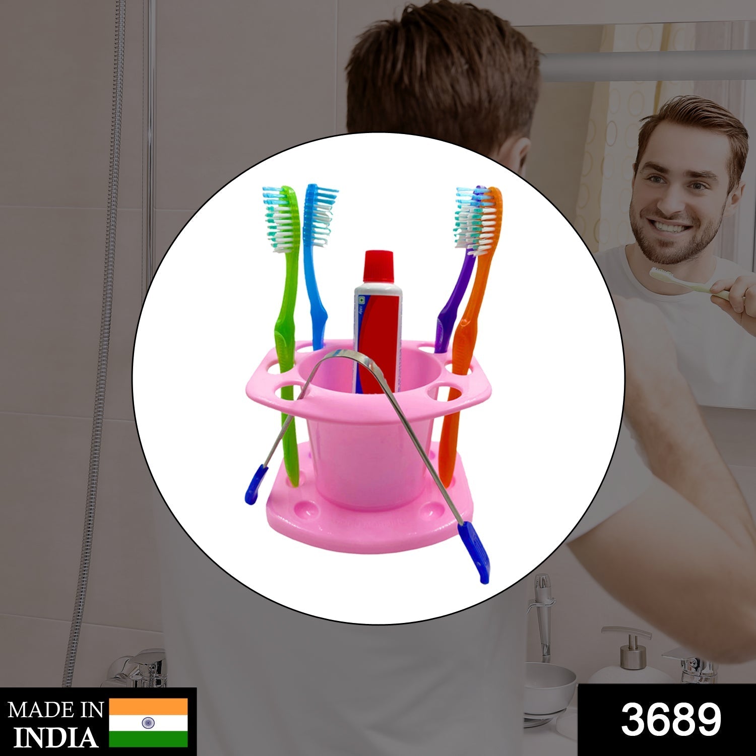 3689 Toothbrush Holder widely used in all types of bathroom places for holding and storing toothbrushes and toothpastes of all types of family members etc.