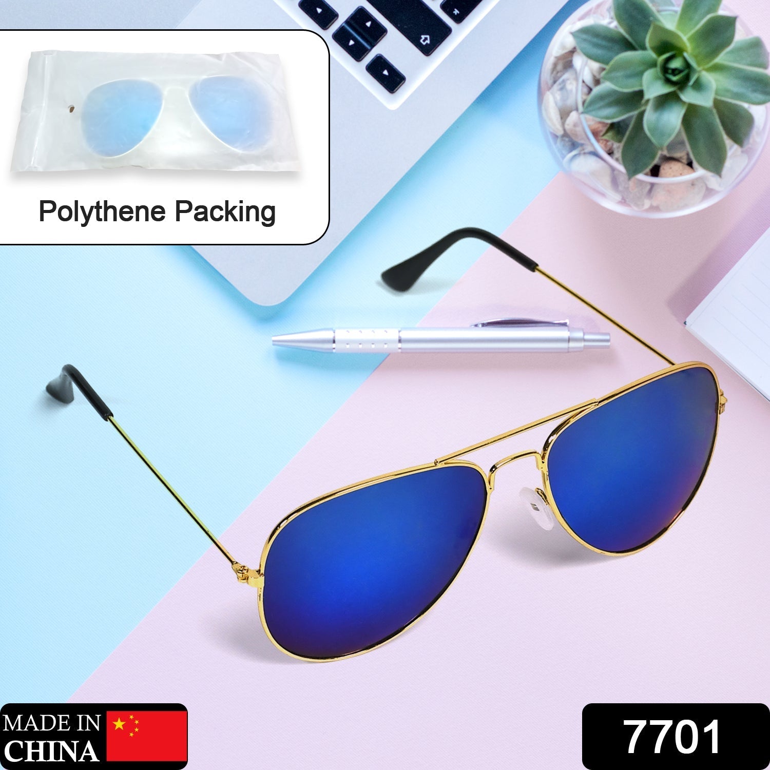 7701 classic Sunglasses for Men & Women, 100% UV Protected, Lightweight 