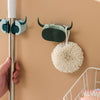 4318 Multifunctional Cartoon Sticky Punch Free Mop Holder Wall Mounted Broom Organizer Cleaning Tools Holder Hanger, Self Adhesive Cute Cow Head Suction Cup Hanging Hook for Bathroom Kitchen (1 Pc)