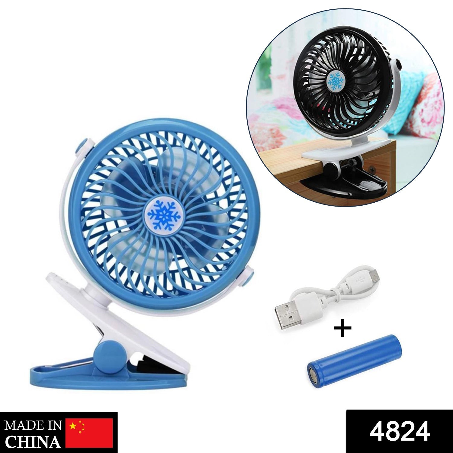 4824 Mini USB Clip Fan widely used in summers for cool down rooms and body purposes.