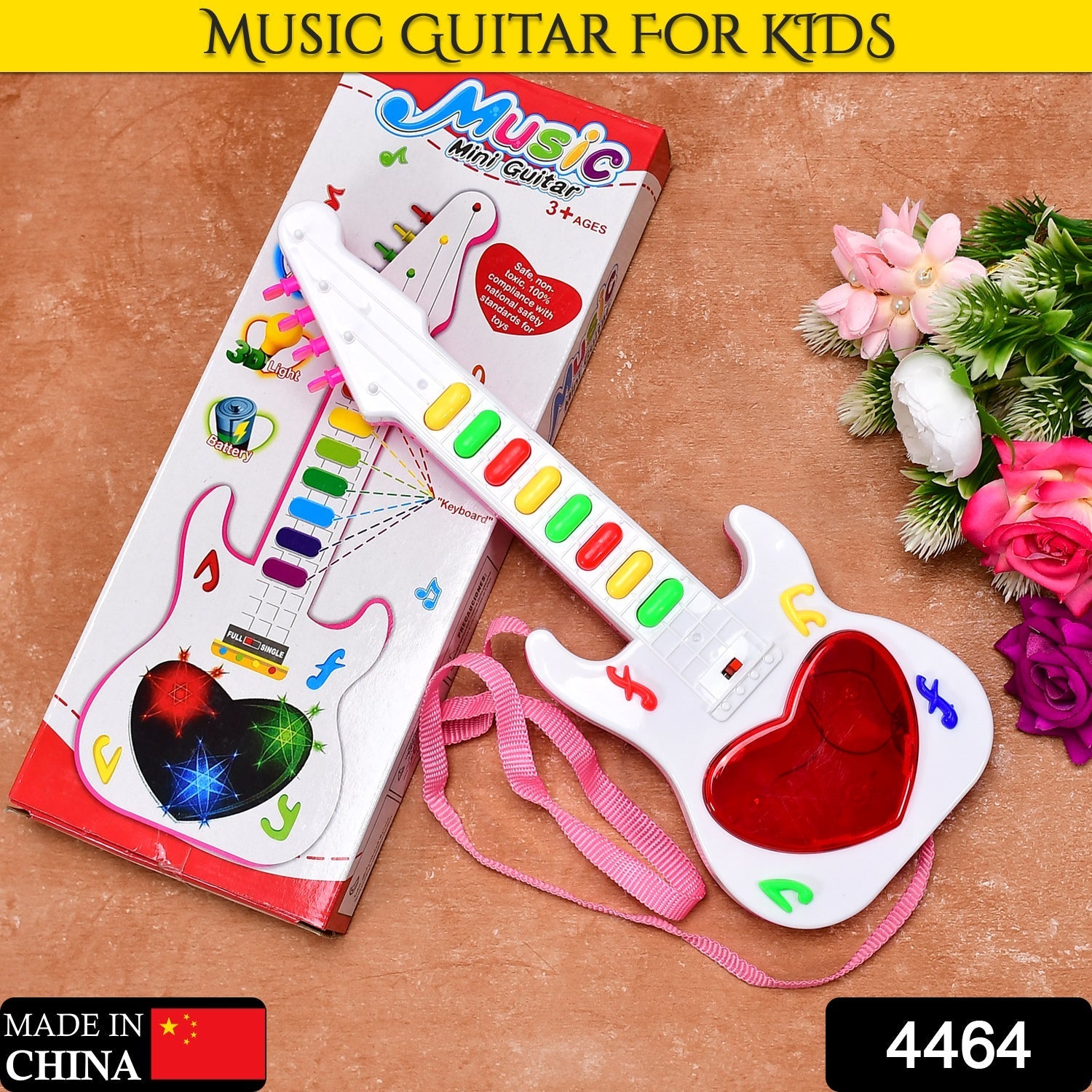 4464 Battery Operated Musical Instruments Mini Guitar Toys and Light for 3+Years Old Kids.