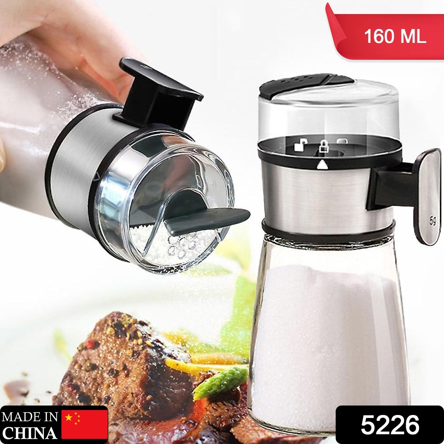 5226 Salt Control Bottle Transparent Moisture Proof with Lid Pepper Shakers Bottles for Kitchen