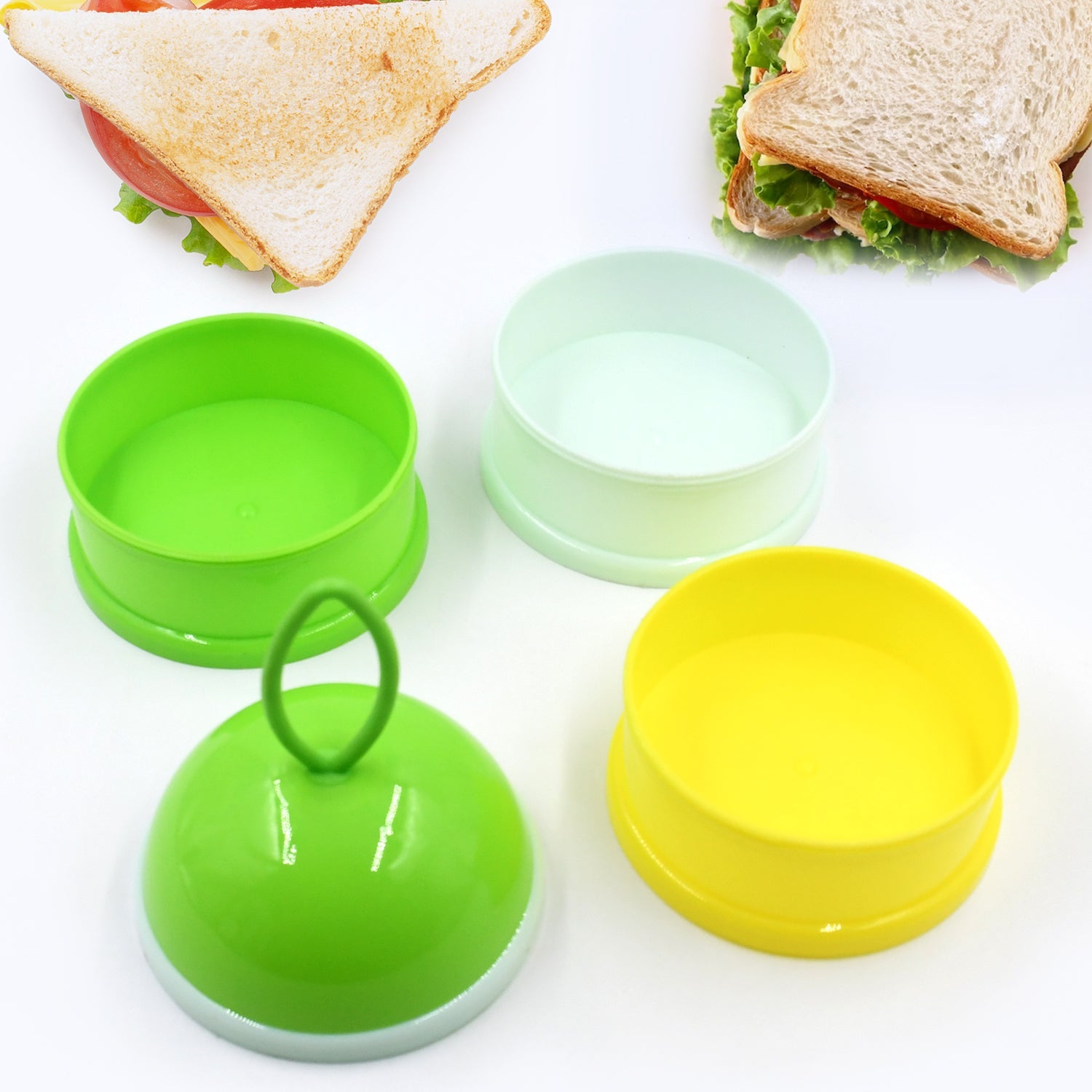 5924A 3 Layer Lunch Box Unique Design Bite Lunch Box With Liquid & Food Container Lunch Box (Green)