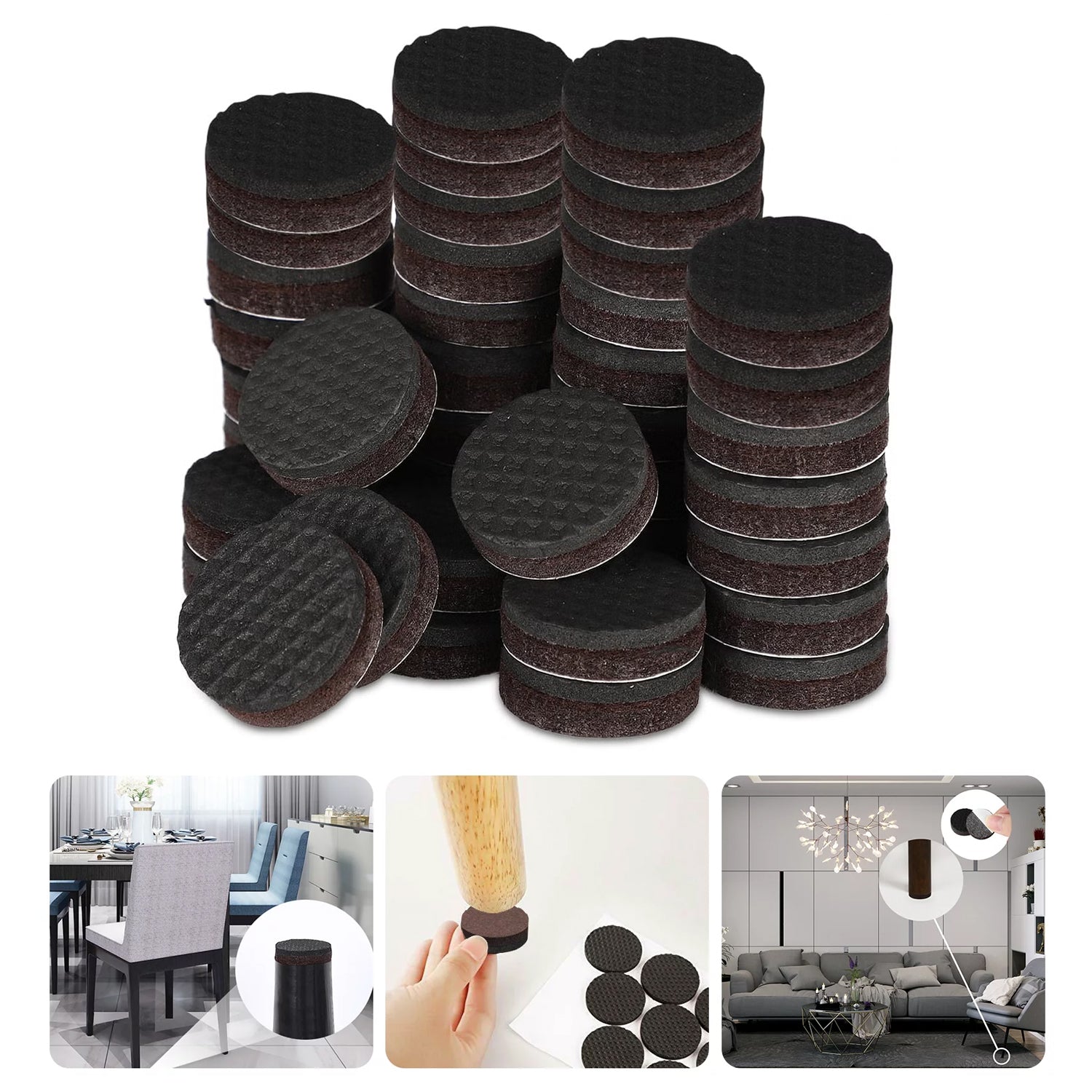 1767 Round Self Adhesive Rubber Pads for Furniture Floor Scratch Protection (pack of 18)