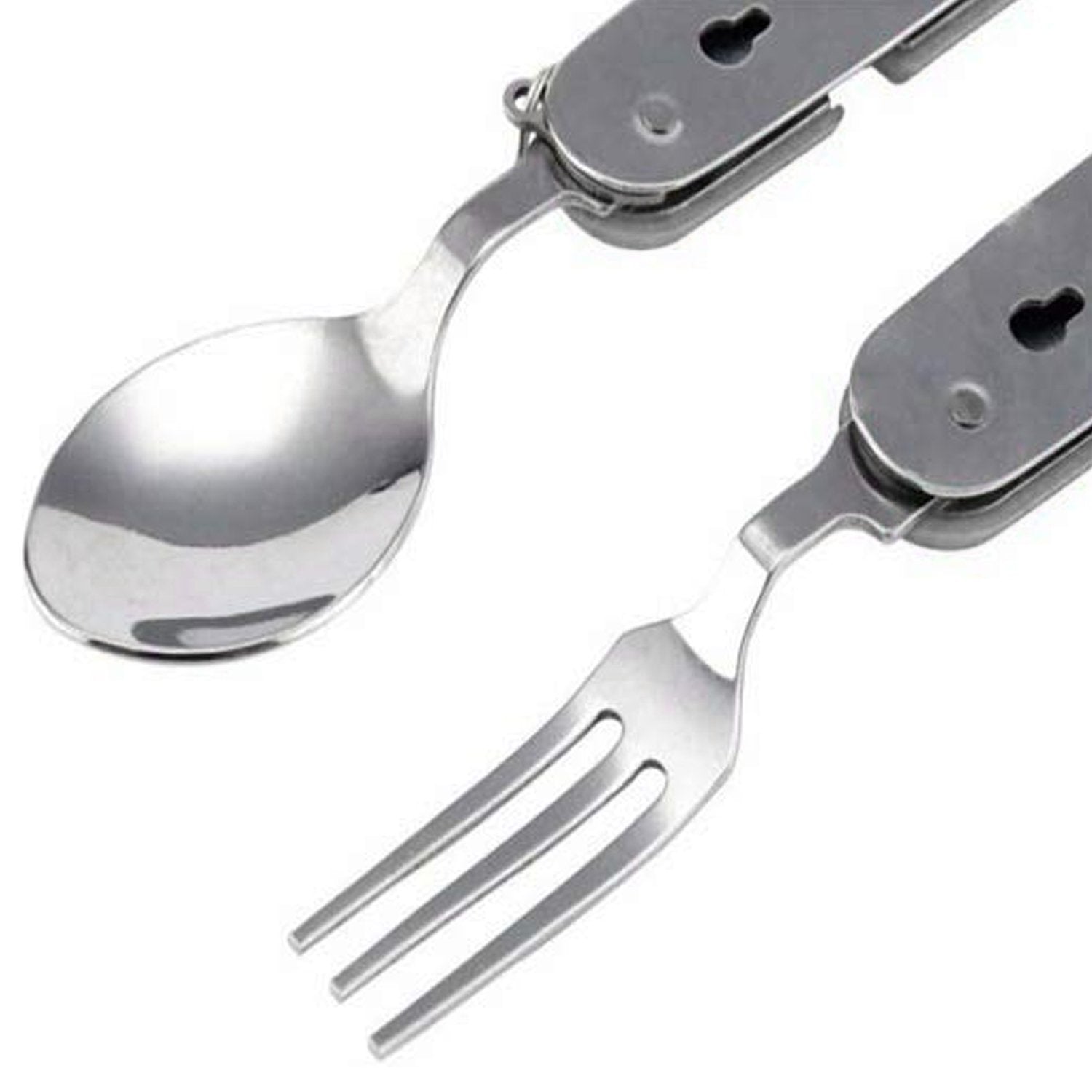 1779 4-in-1 Stainless Steel Travel/Camping Folding Multi Swiss Cutlery Set