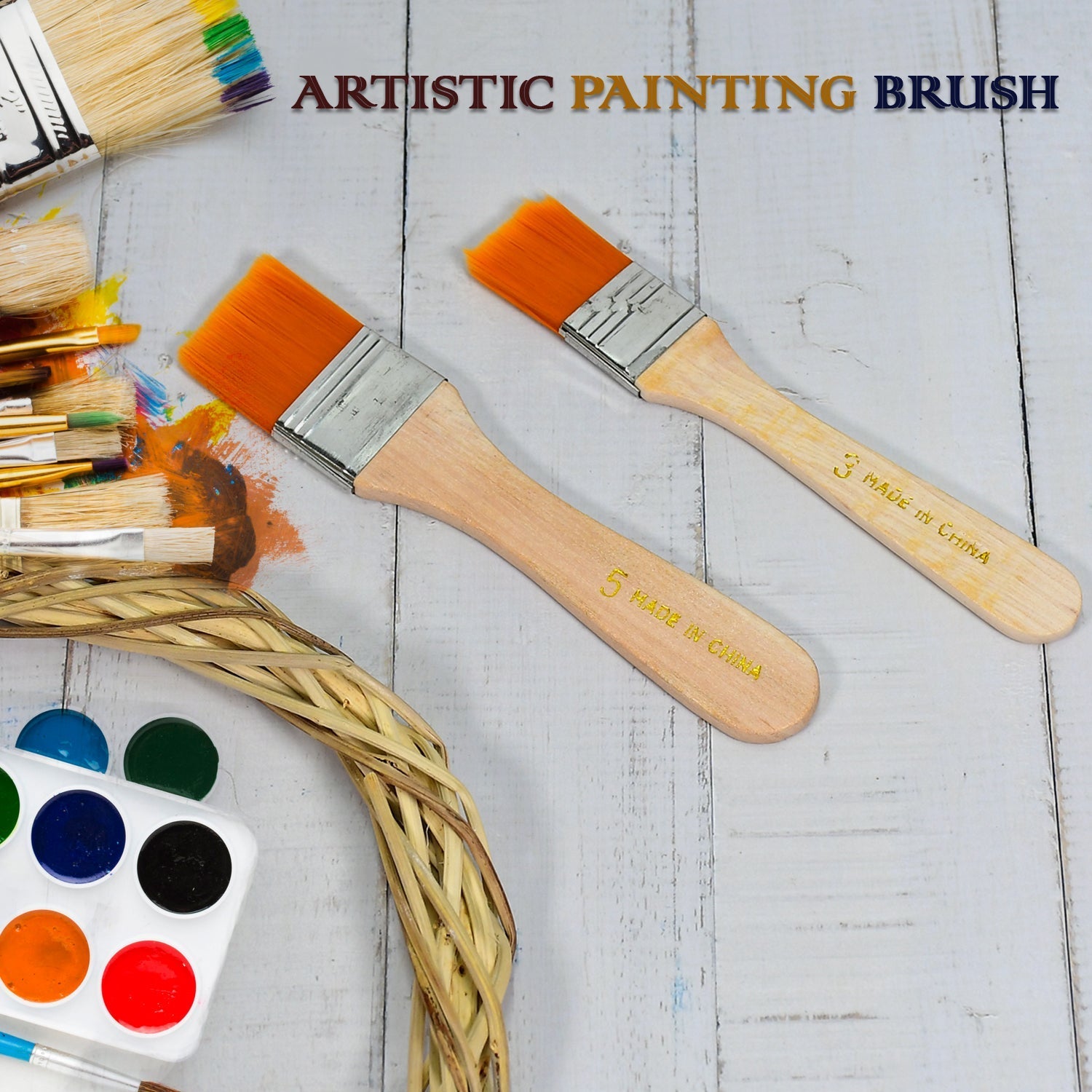 4982 Artistic Flat Painting Brush 2pc for Watercolor & Acrylic Painting.