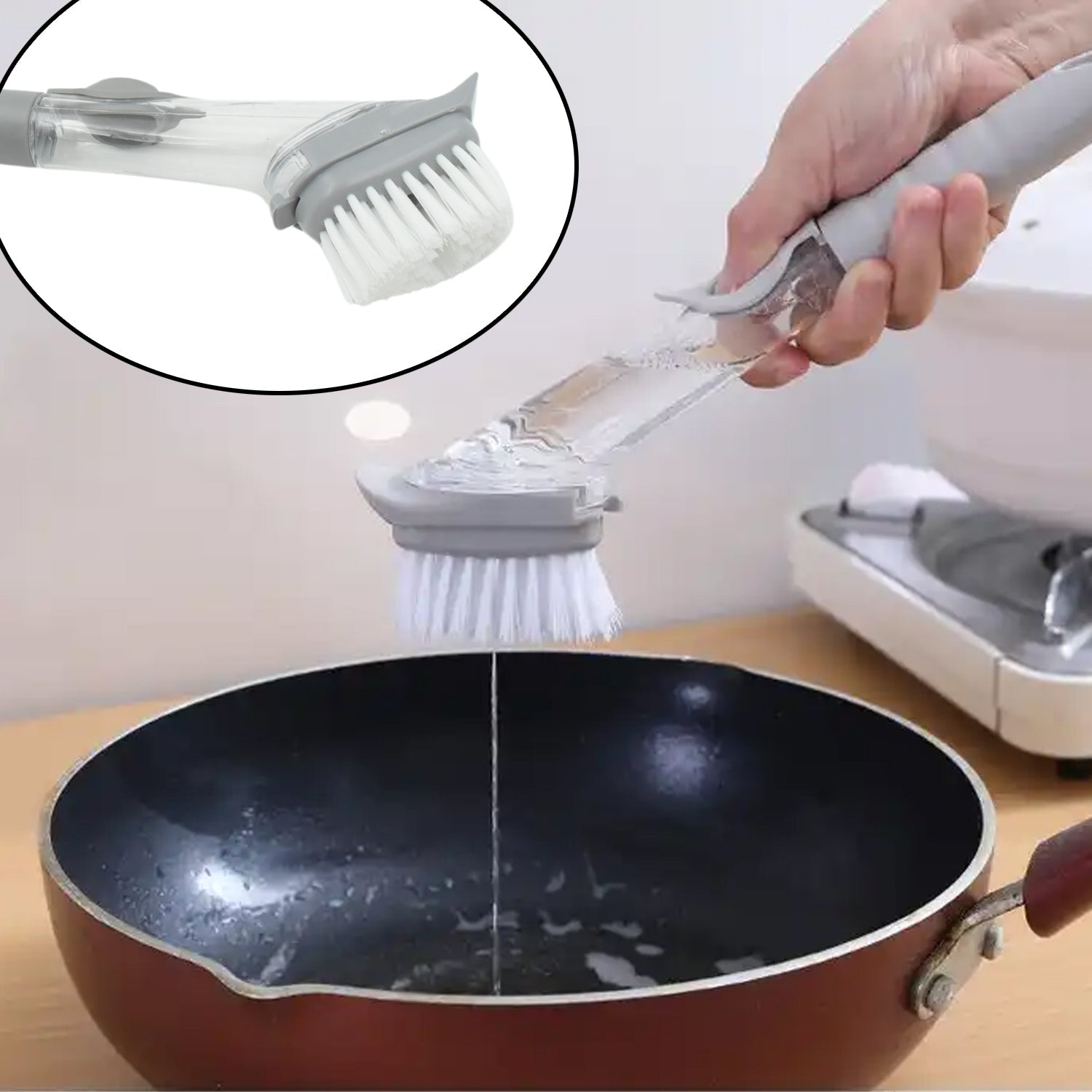 Home & Kitchen Cleaning Brushes, Scrubber, Soap Dispenser Scrub Brush for Pans Pots and Bathtub Sink (5 In 1 / 2 In 1)