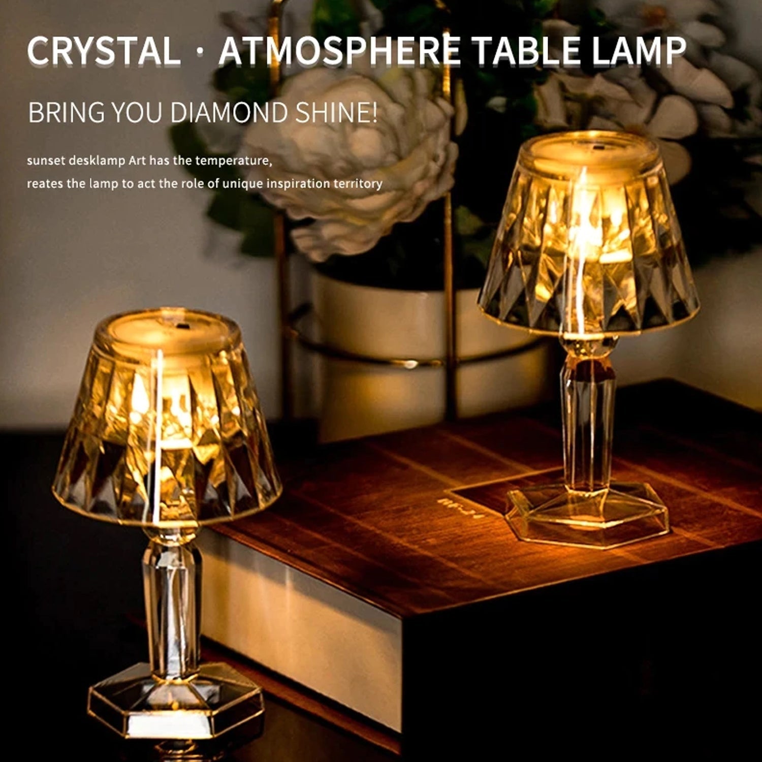 6610 2in1 Transparent Mini Crystal Table Lamp with Reflection Light