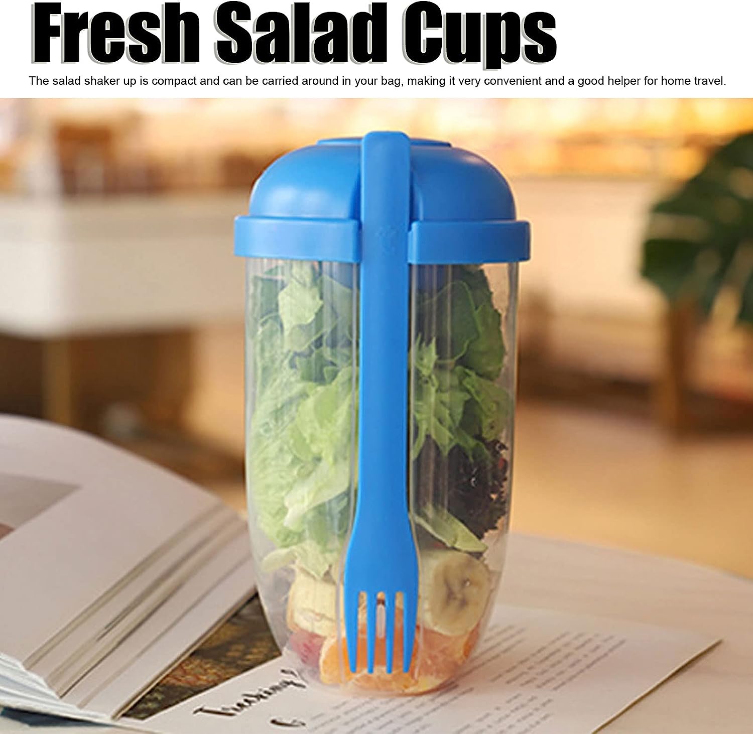 2545 Fruit and Vegetable Salad Cups Easy Clean Salad Mixing Cup for Business People for Business Travel (1Pc)