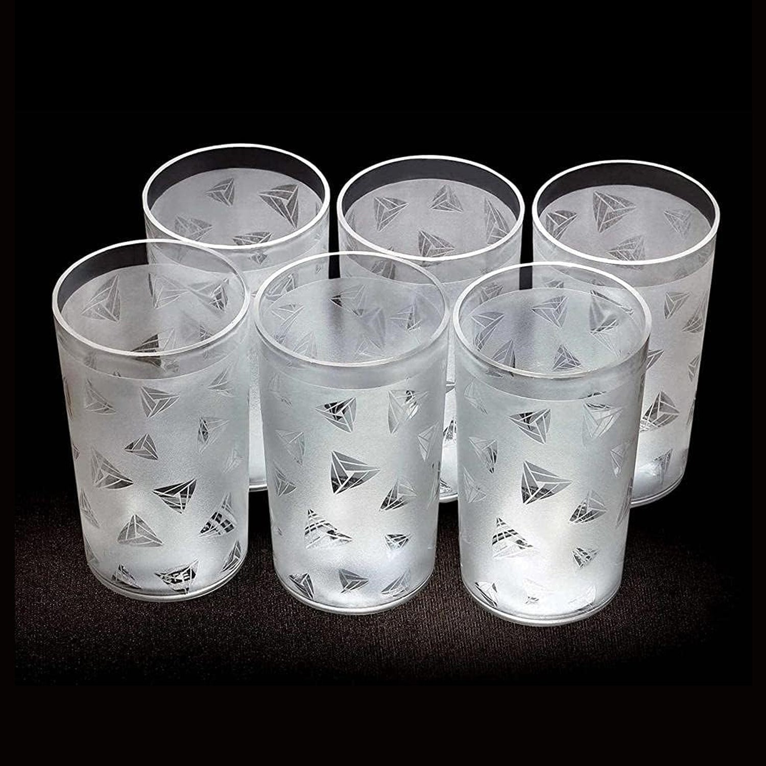 7142B Round Plastic Water Glass Juice Beer Wine Plastic Unbreakable Transparent Glass Set ( 300ml 6pc ) (brown Box)