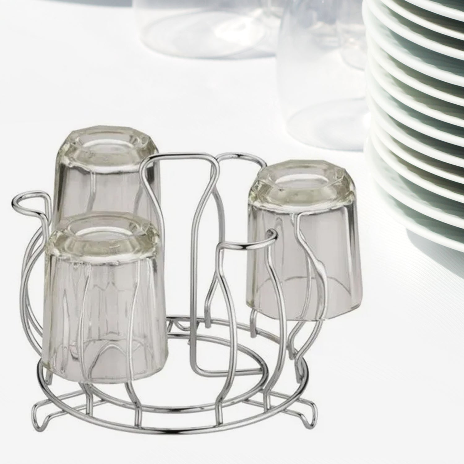 2134 Stainless Steel Glass Holder Glass Hanging Organizer for Kitchen Bars Pubs