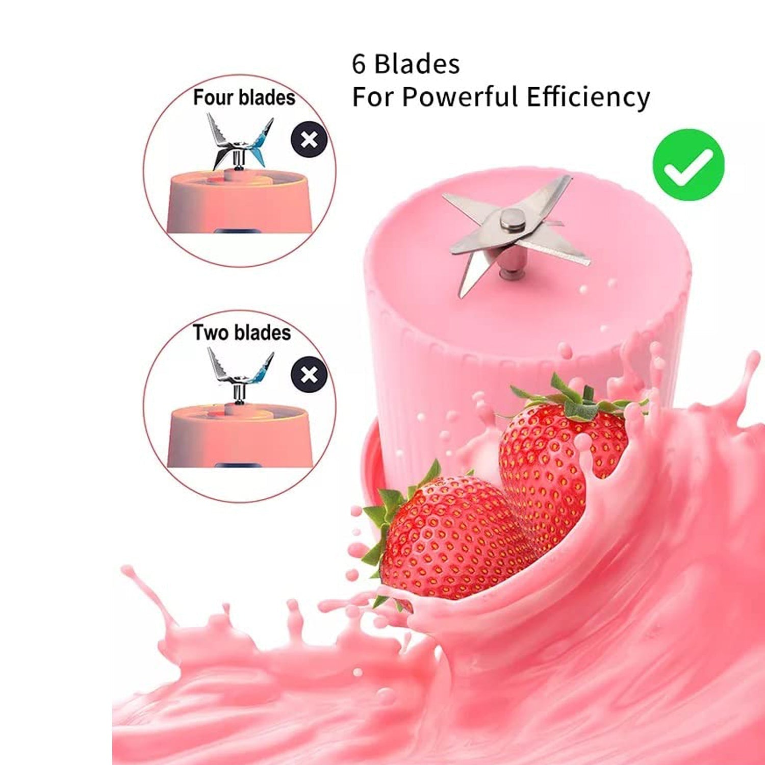 5334A BLENDER PORTABLE JUICER FOR SMOOTHIE , JUICE , VEGETABLE SHAKES WITH 6 BLADES WIRELESS CHARGING MINI PERSONAL SIZE MIXER BOTTLE GRINDER, 380 ML MULTICOLOR 