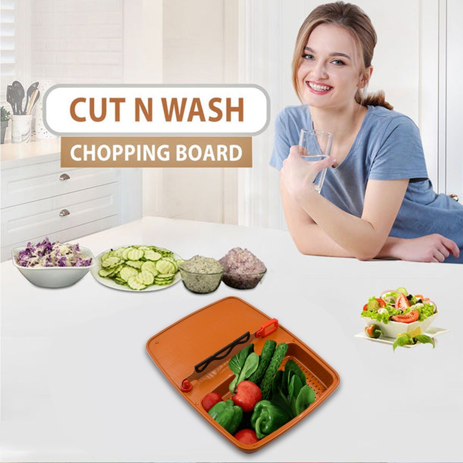 2687 Cut N Wash Box and tray used in all kinds of household kitchen purposes for cutting and washing within of fruits and vegetables.