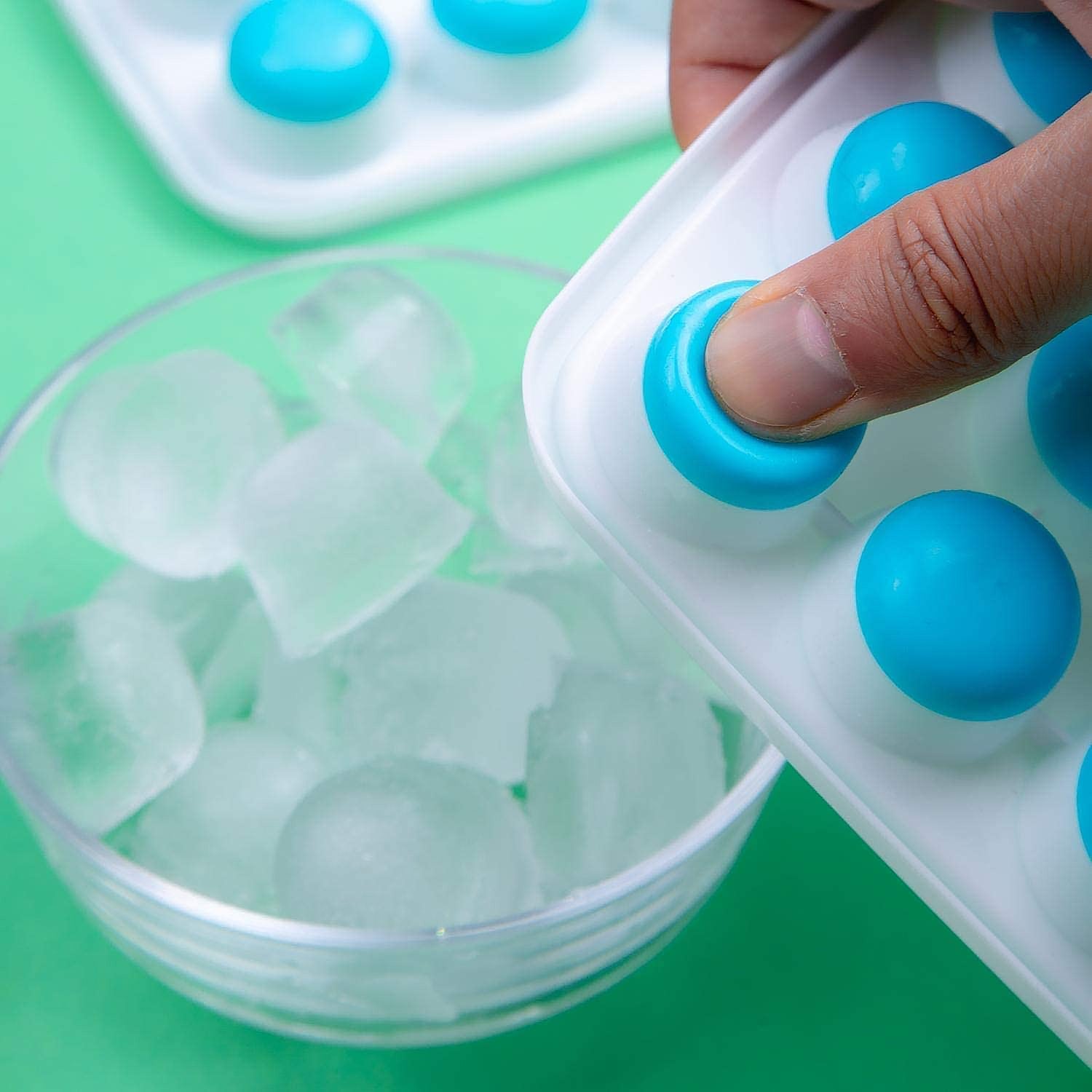 2807 21 Cavity Pop Up Ice Cube Trays-Easy Release, Flexible Silicone Bottom - Stackable, BPA Free, Food Grade - for Convenient Freezer Ice Making (2 Pc Set)