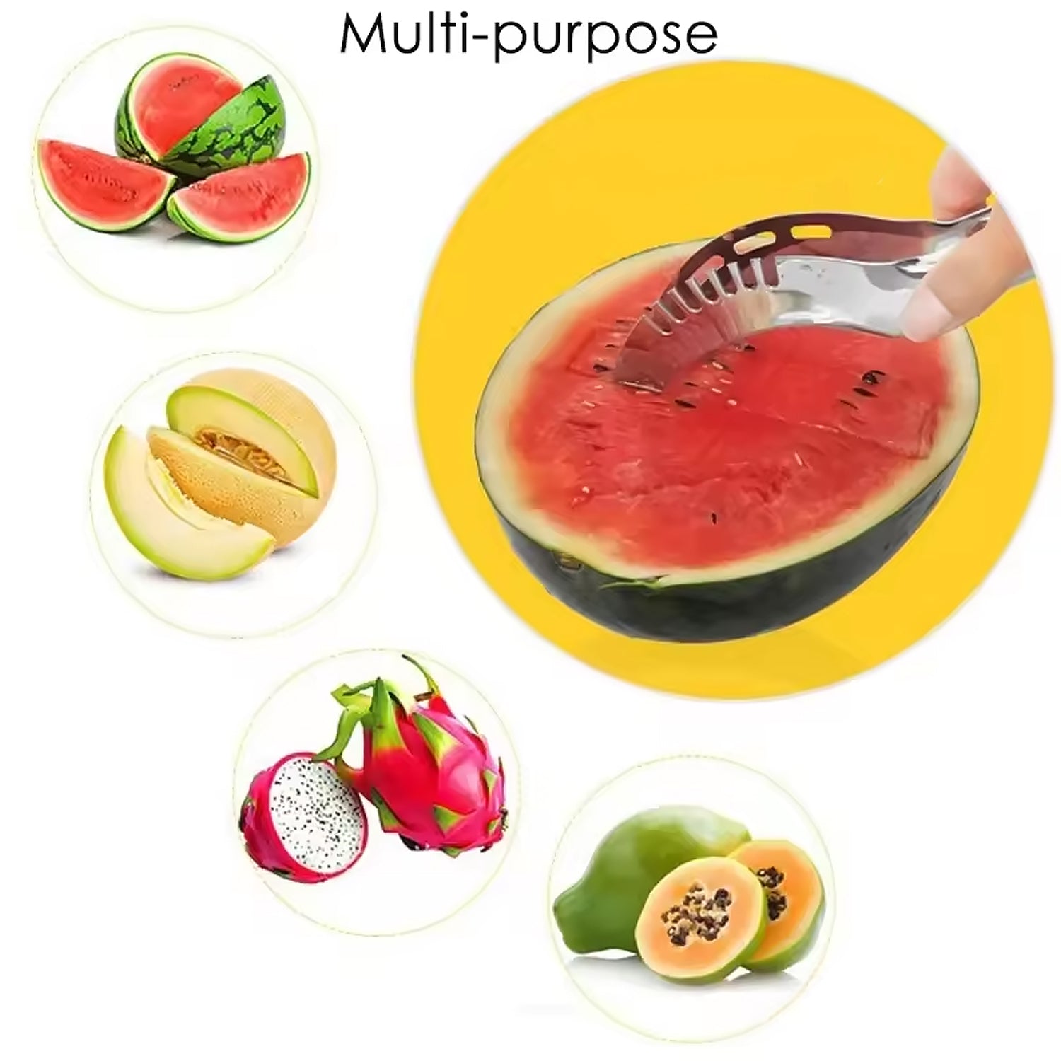 10053 3in1 Stainless Steel Watermelon Cantaloupe Slicer Knife, Corer Fruit, Vegetable Tools Kitchen (1 Pc)