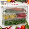 5595 3 Fridge Storage Container, Fridge Organizer with Lid Stackable Fridge Storage Containers Plastic Freezer Storage Containers for Fish, Meat, Vegetables, Fruits, Pack of 3pcs, 1500ML Approx