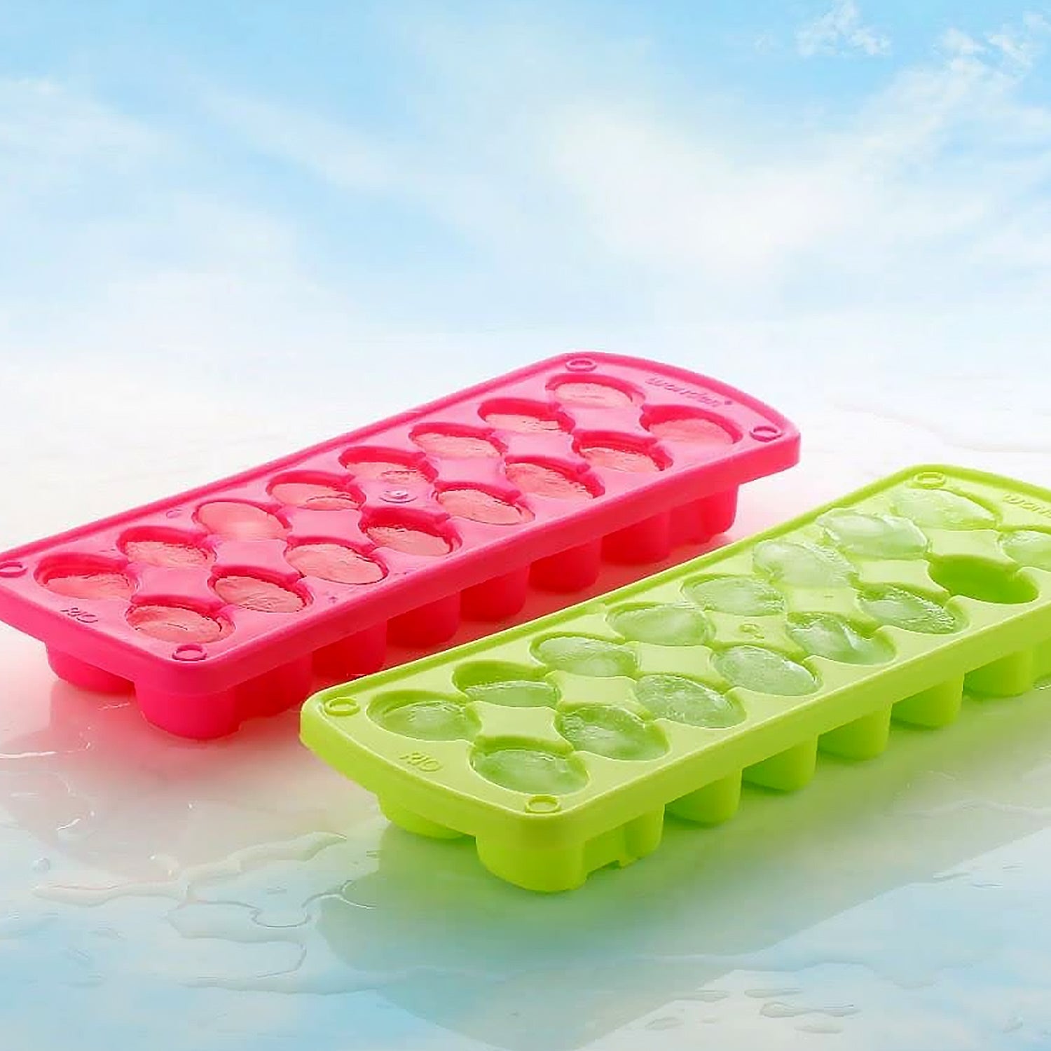 10051 Plastic Ice Cube Tray- Cube Plastic Ice Cube Moulds & Tray with Flexible Ice Trays, Stackable Flexible & Twist Release Safe Ice Cube Molde