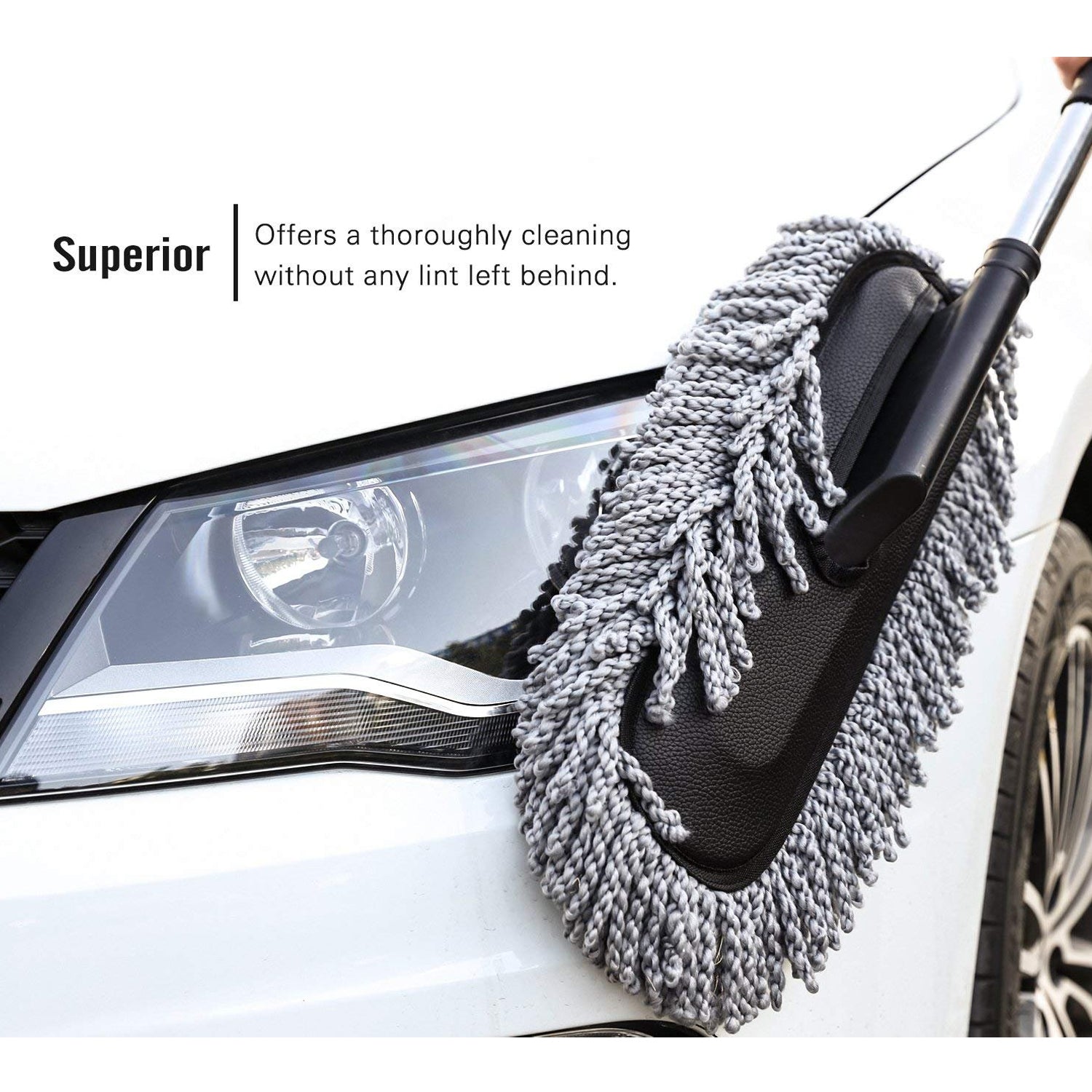 4749 Car Duster, Long Retractable/Soft/Non-Slip/Handle Multipurpose Microfiber Wash Brush Vehicle Interior and Exterior Cleaning Kit with for Car, Boats or Home 