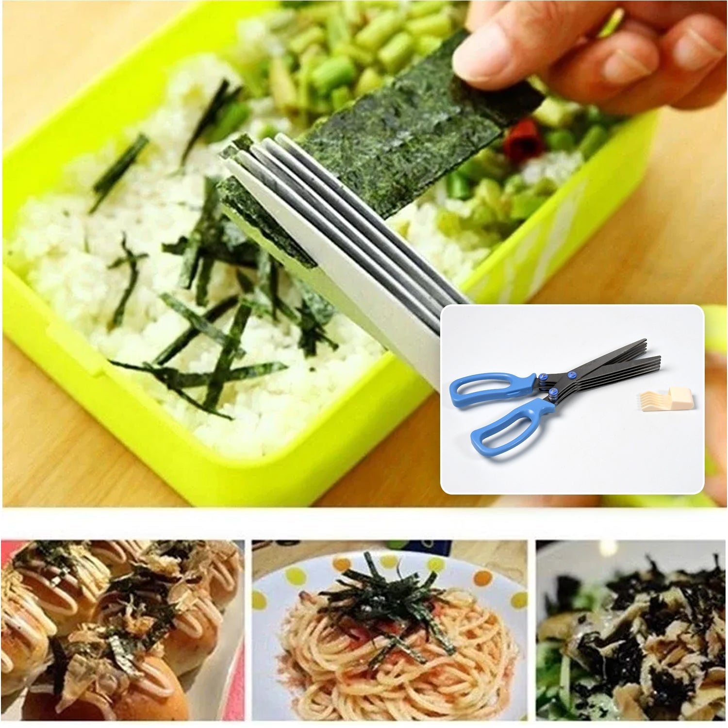 1563A MULTIFUNCTION VEGETABLE STAINLESS STEEL HERBS SCISSOR WITH 5 BLADES