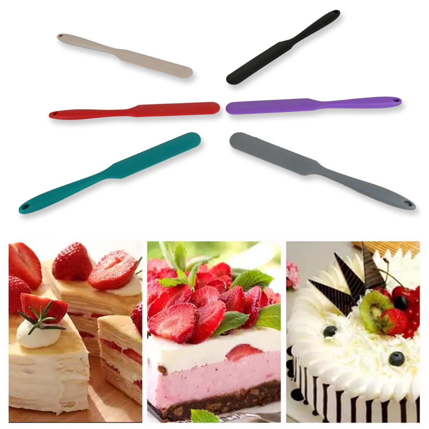 5618 Dough Scraper Silicone Cake Spatula Non-Stick Butter Scraper Cake Mixer Ice Cream Scraper Kitchen Pastry Baking Supplies Spatula Silicone (6 Pcs Set / 25 CM)