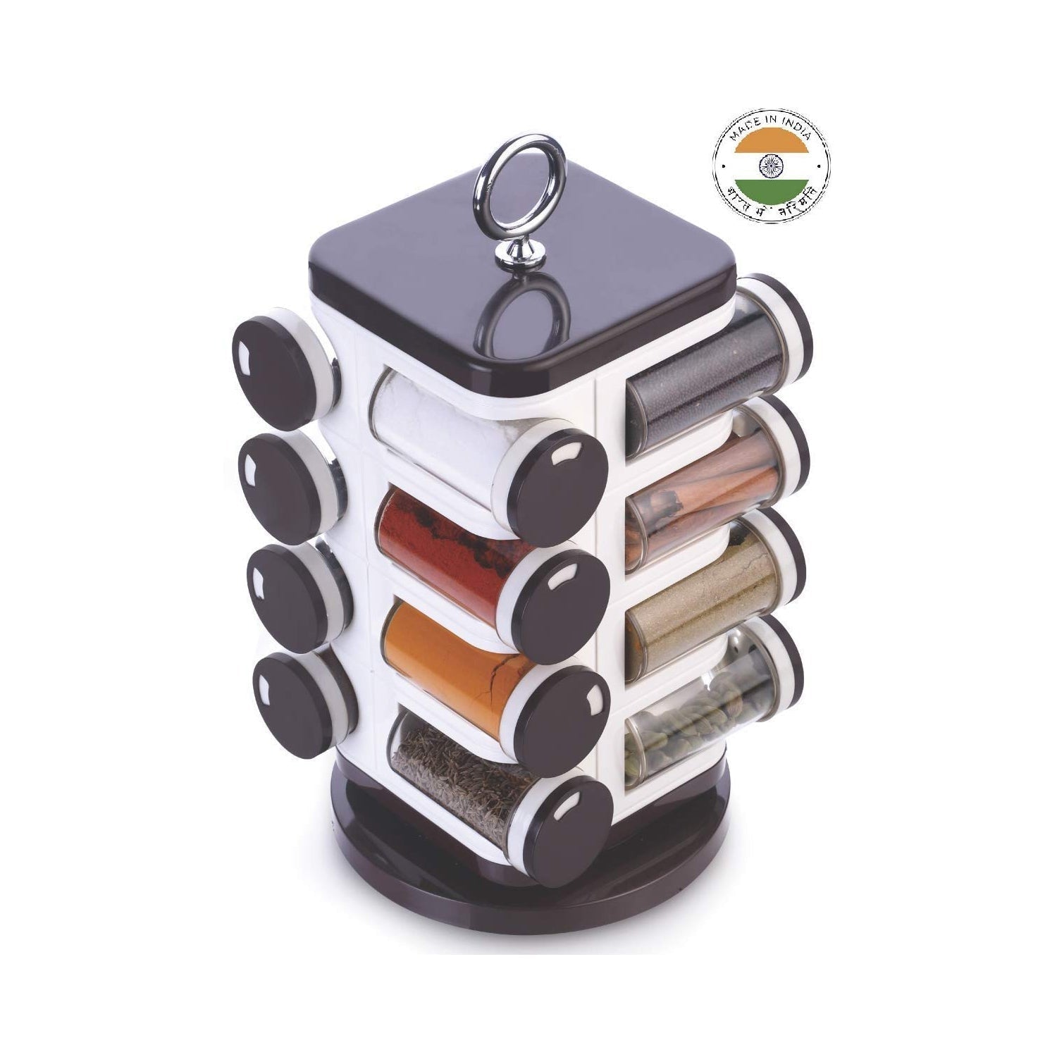 8119 Ganesh Multipurpose Revolving Spice Rack With 16 Pcs Dispenser each 100 ml Plastic Spice ABS Material 1 Piece Spice Set 1 Piece Spice Set  (Plastic)