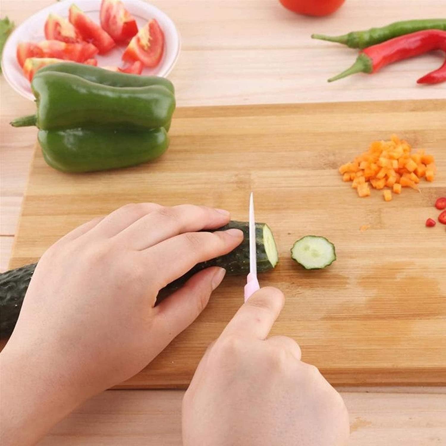 2475A Thick Wooden Bamboo Kitchen Chopping Cutting Slicing Board with Holder for Fruits Vegetables Meat