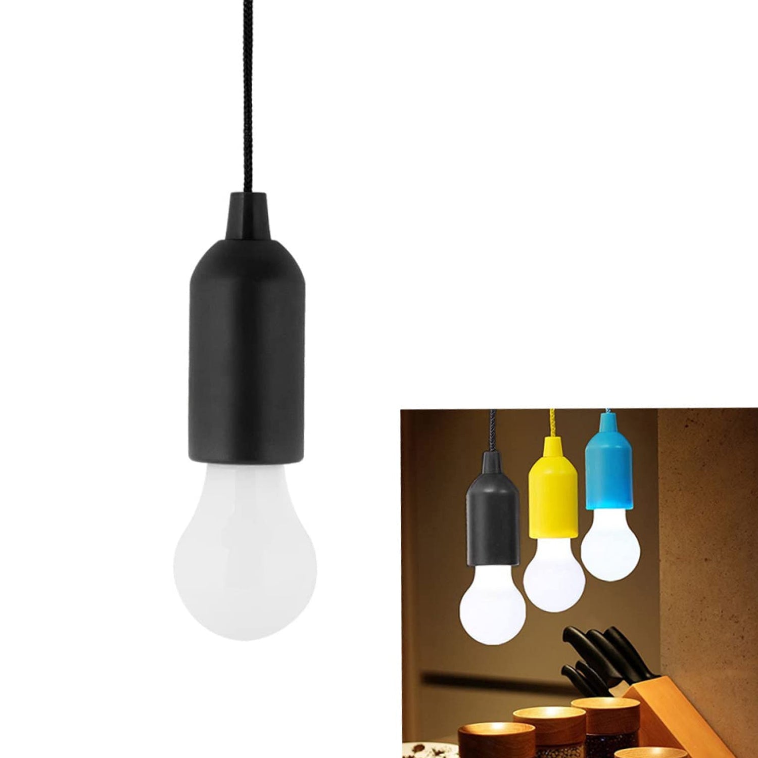 12899 1pcs LED Bulbs Pull Cord Light LED Pull Cord Light Hanging LED Bulb Pull Wire Drawstring Light Bulb Black LED Pendant Lights