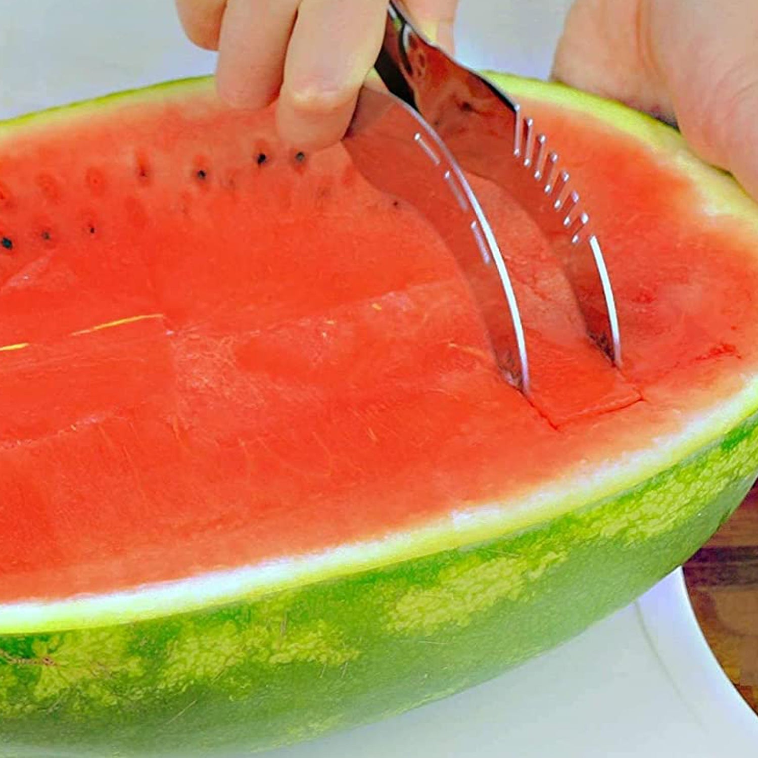 2047 Watermelon Slicer Steel Corer Watermelon Cutter Smart Kitchen Gadget Fruit Slicer Multi-Purpose Stainless Steel Kitchen Tool