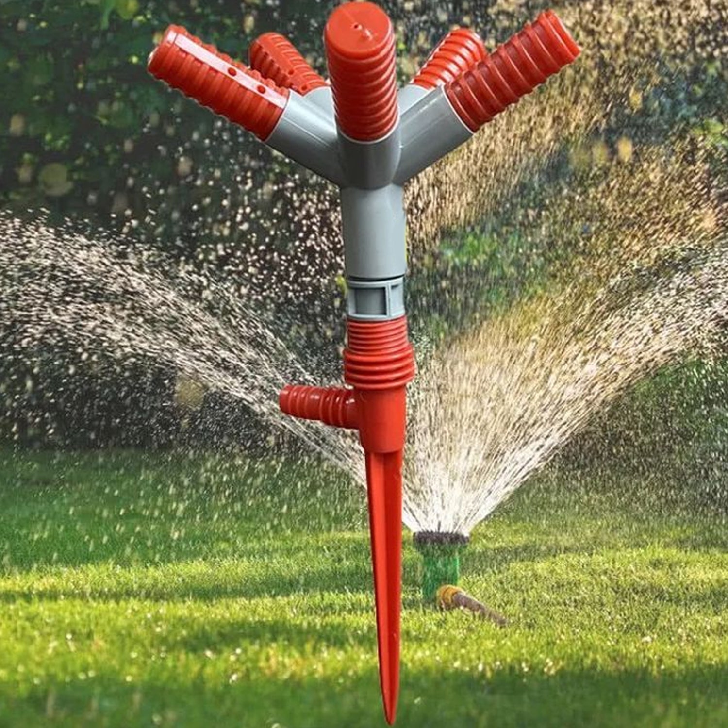 7537 Garden Sprinkler 360 ° Rotating Adjustable Round 3 Arm Lawn Water Sprinkler for Watering Garden Plants/Pipe Hose Irrigation Yard Water Sprayer