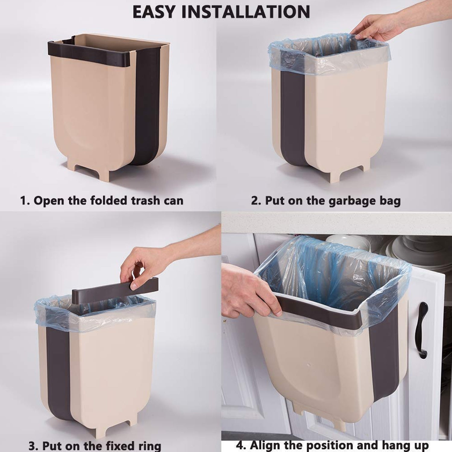 5873 Hanging Trash Can for Kitchen Cabinet Door, Small Collapsible Foldable Waste Bins, Hanging Trash Holder for Bathroom Bedroom Office Car, Portable.