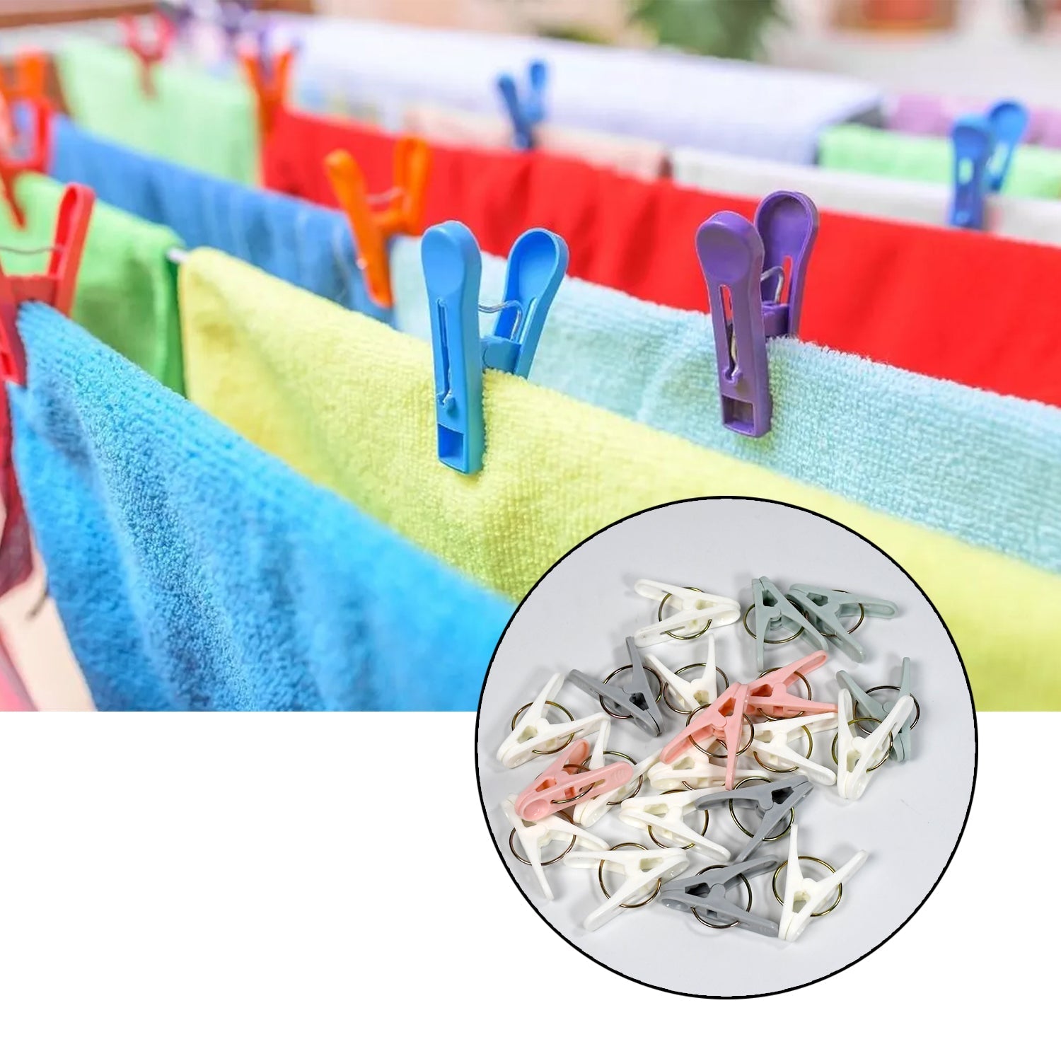 4523  Plastic Cloth Clips for Cloth Dying Cloth Clips Multipurpose Clothes Pins for Indoor and Outdoor Use Strong and Durable Clips For Clothes Drying ( Pack Of 20pc )