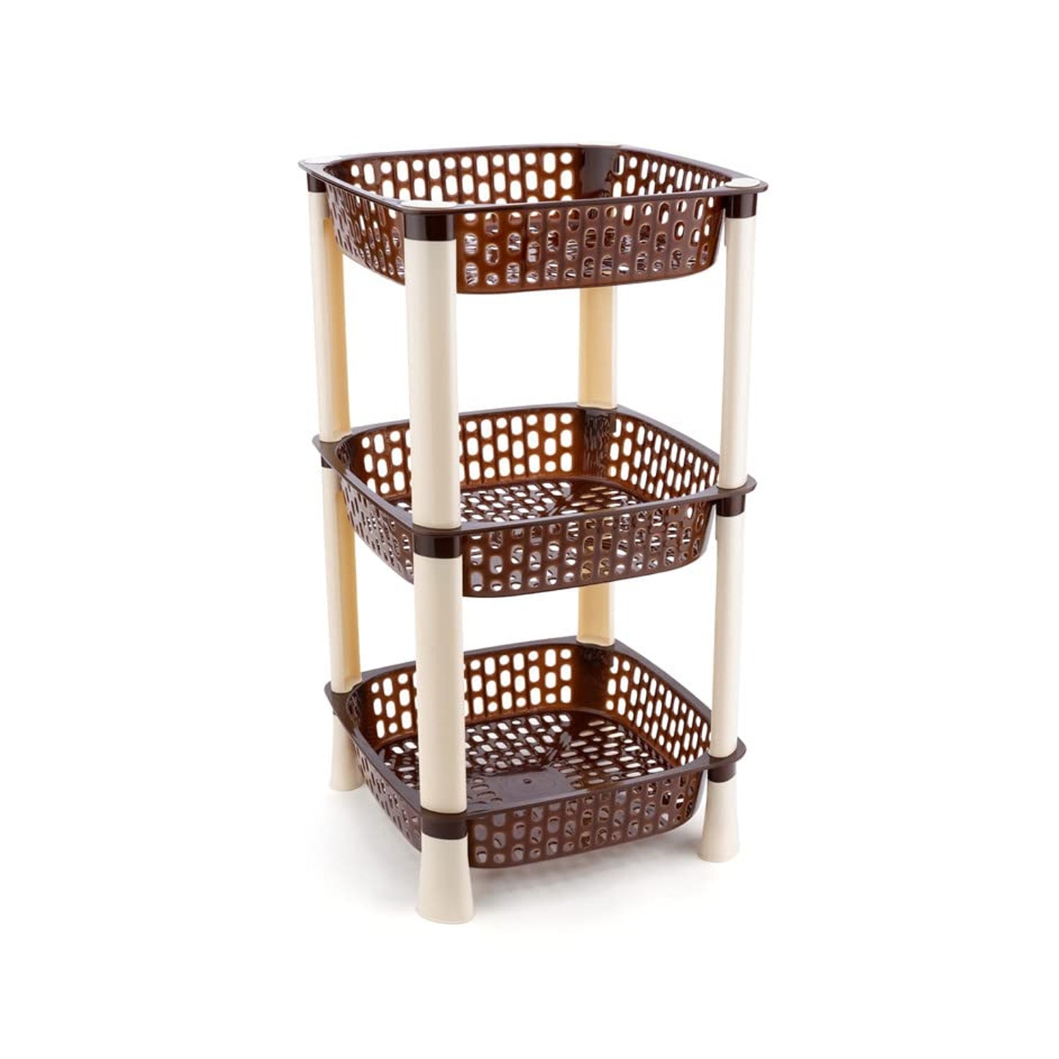 7141 Multi-Purpose 3tier Square Shape Kitchen Storage Basket Rack for Kitchen, Bedroom, Bathroom, Home, Pantry, Washing & Utility Area 