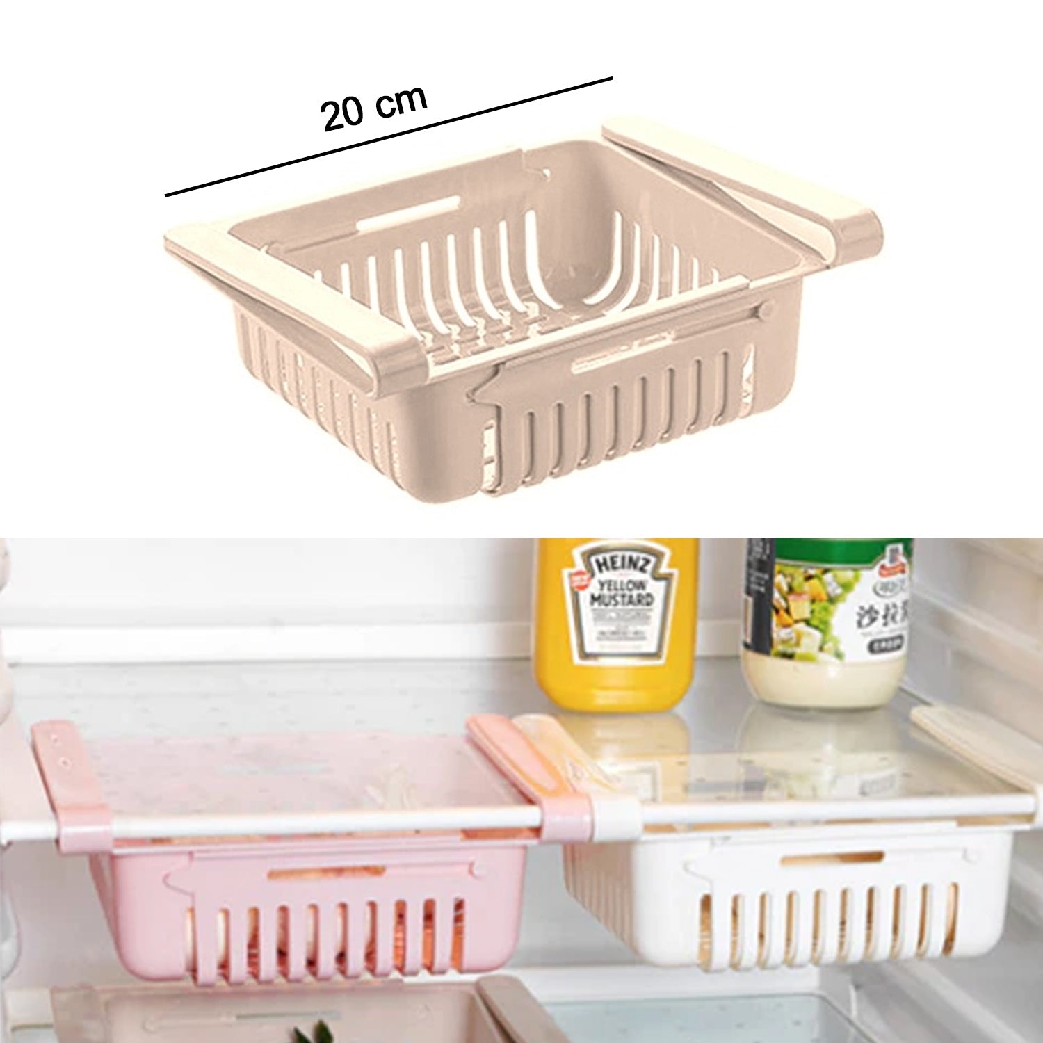 2336A  EXPANDABLE ADJUSTABLE MULTIPURPOSE FRIDGE STORAGE BASKET ( 2 pc )