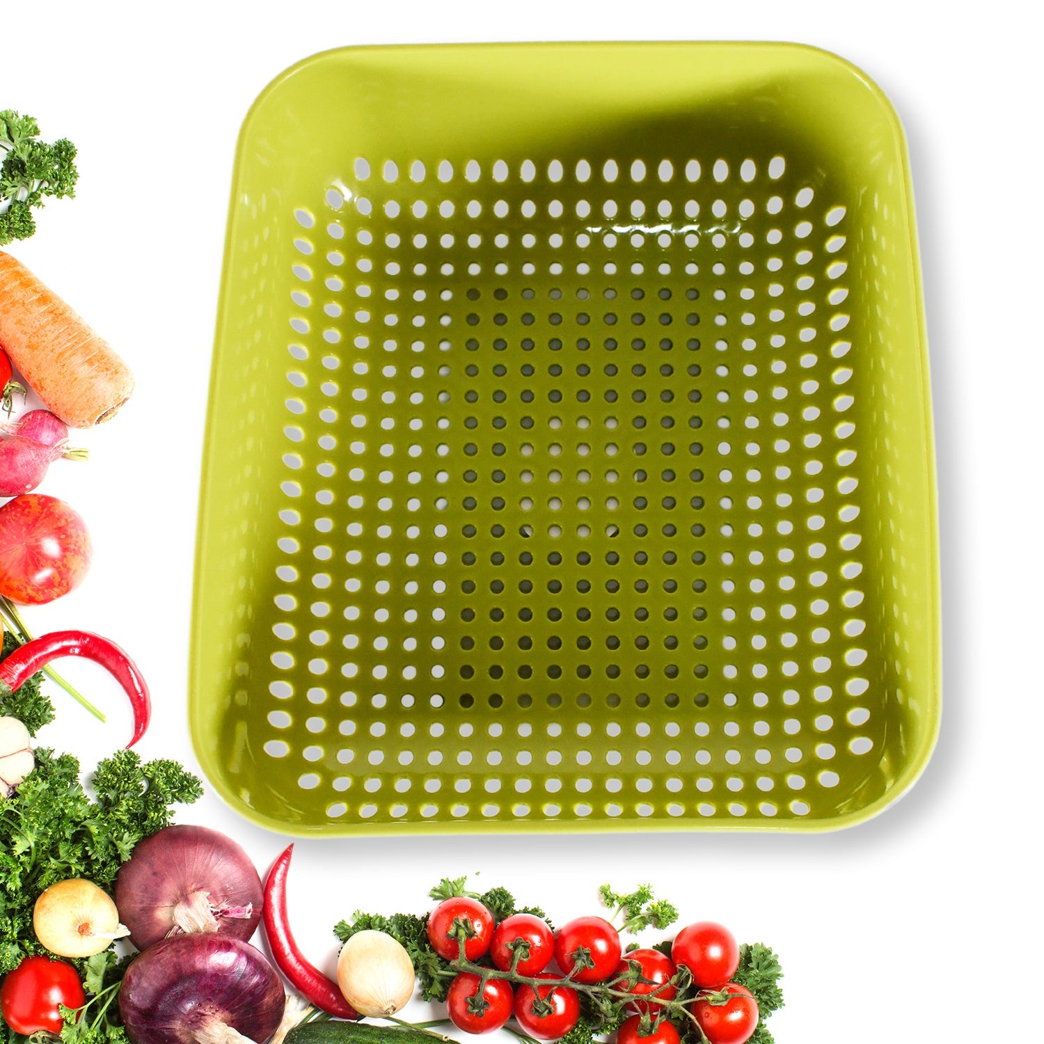 8181 Multipurpose Small Plastic Kitchen Basket, Vegetables and Fruits Washing, Basket (20x17 Cm)