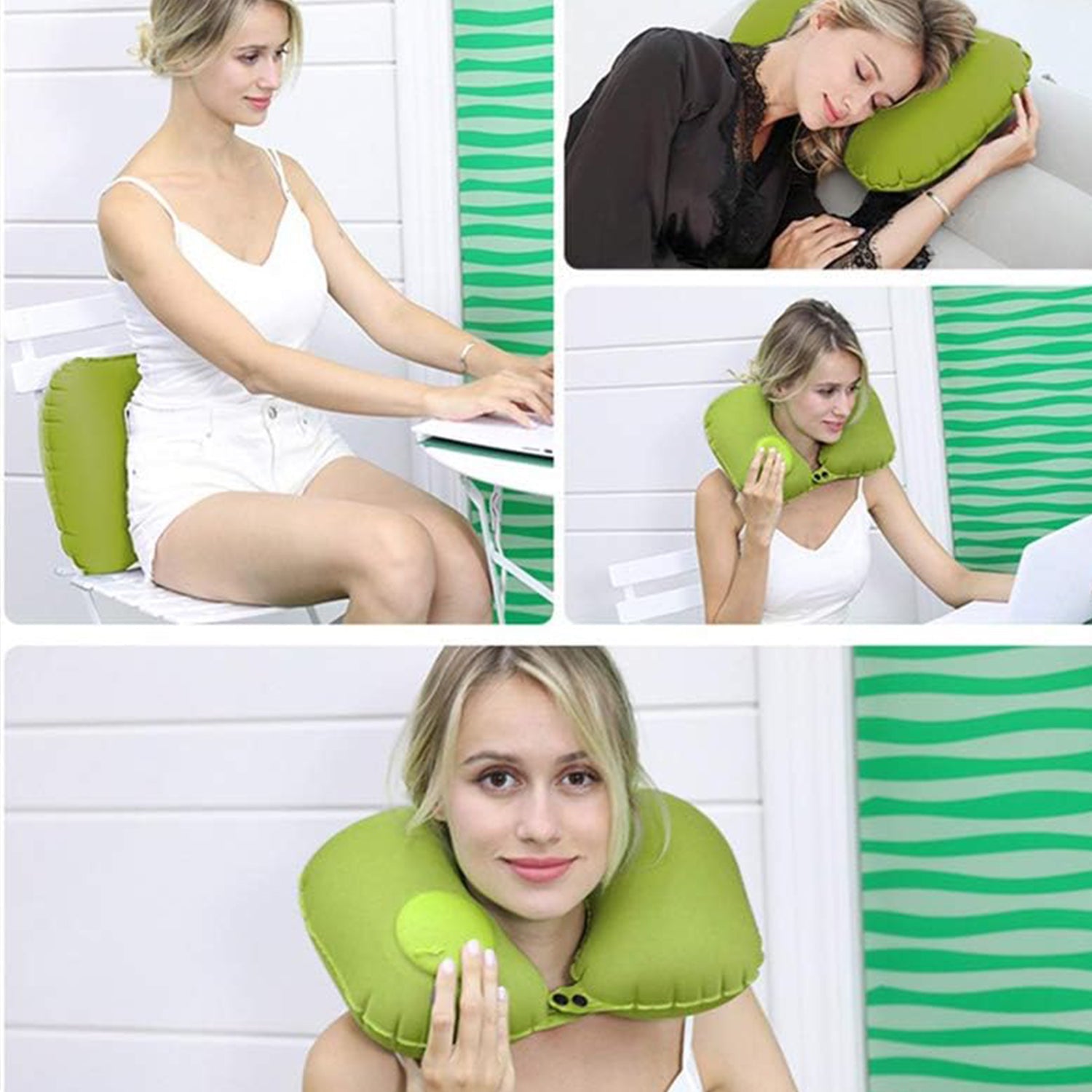 8540 Inflatable & Foldable, Pillow U Shape Air Cushion Travel Pillow, Travel Business Trip Neck Pillow for Long Trips, Ideal for Men & Women Portable, and Perfect for Backpacking, Car Camping, and Even Airplane Travel