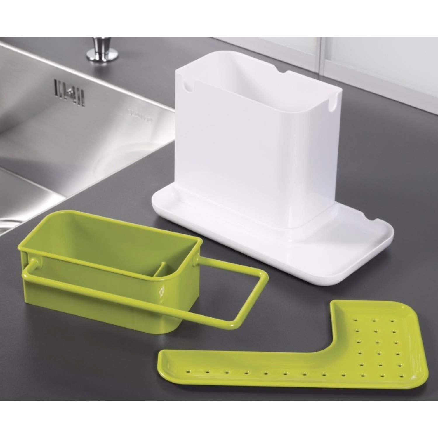 2155A Plastic 3-in-1 Stand for Kitchen Sink Organizer Dispenser for Dishwasher Liquid