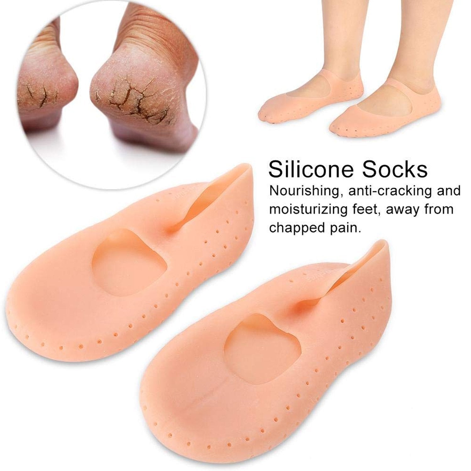 6037 Anti Crack silicone Gel Foot Protector Moisturising Socks