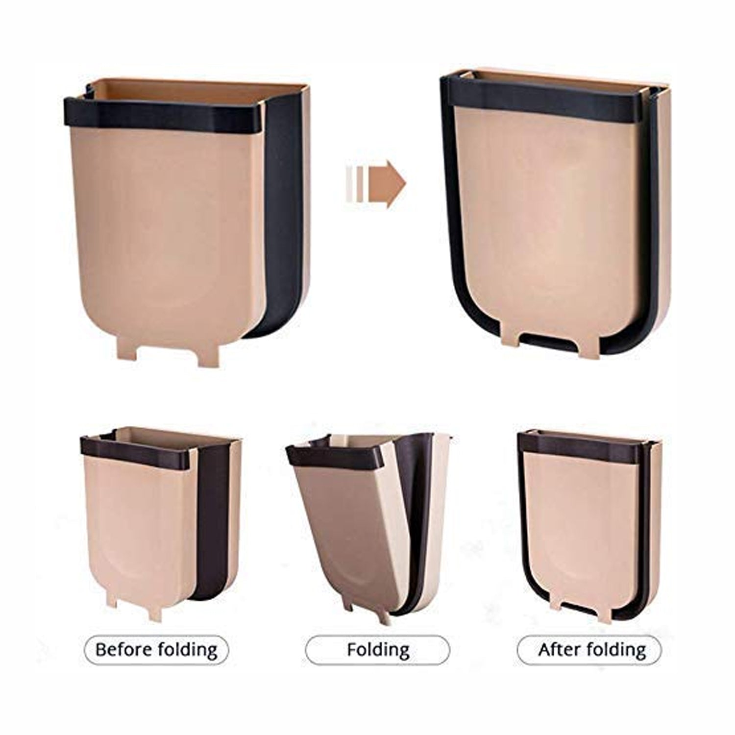 5873 Hanging Trash Can for Kitchen Cabinet Door, Small Collapsible Foldable Waste Bins, Hanging Trash Holder for Bathroom Bedroom Office Car, Portable.