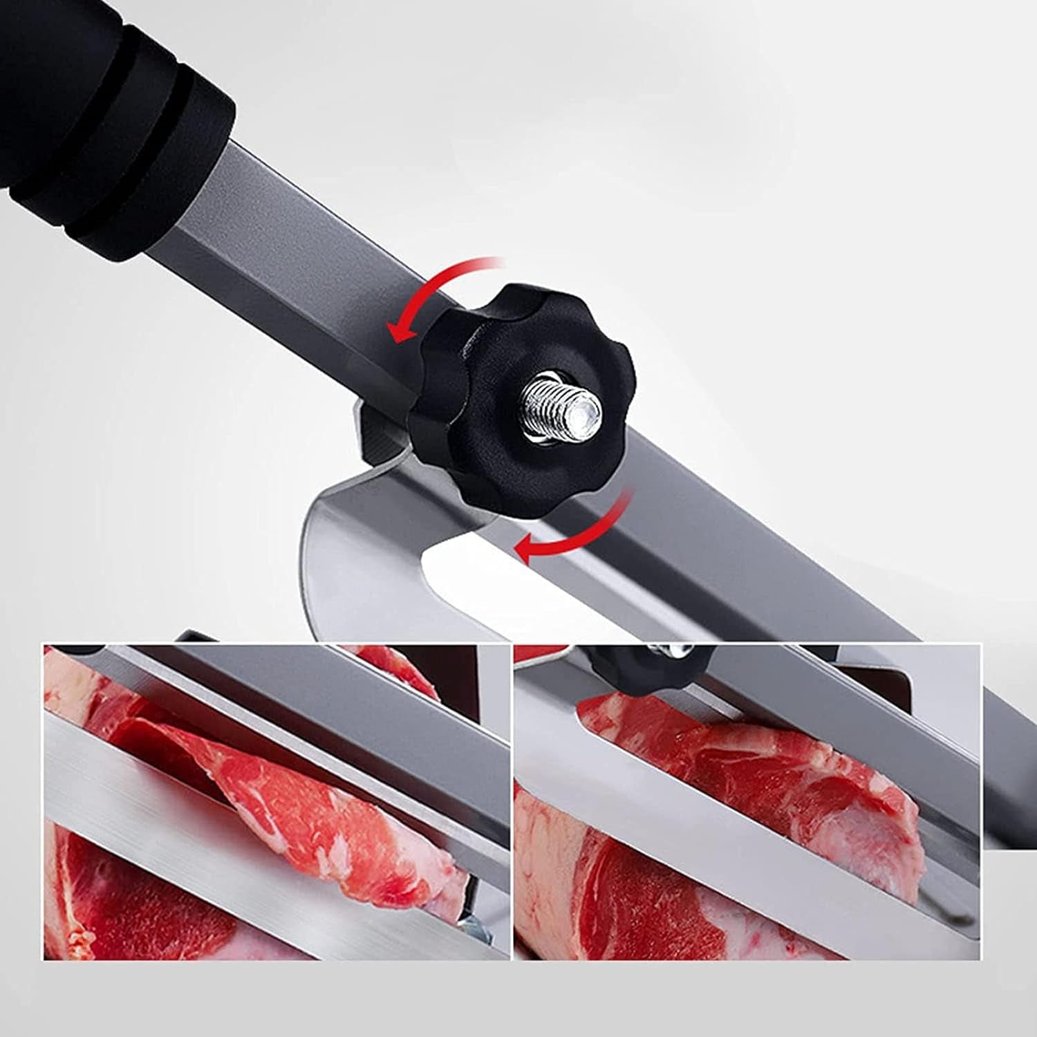 5807 Meat Slicer Beef Slicing Machine Mutton Cutter Stainless Steel | Alloy Steel Blade Stainless Steel Body Anti-Rust Labor-Saving Washable for Beef, Vegetables, Fruits