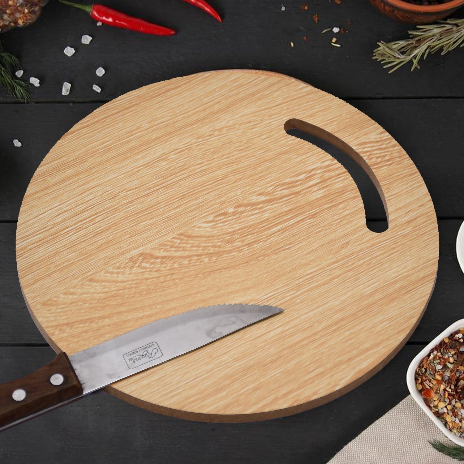 7123 Wooden Round Chopping Board  For Chopping Fruit & Vegetable