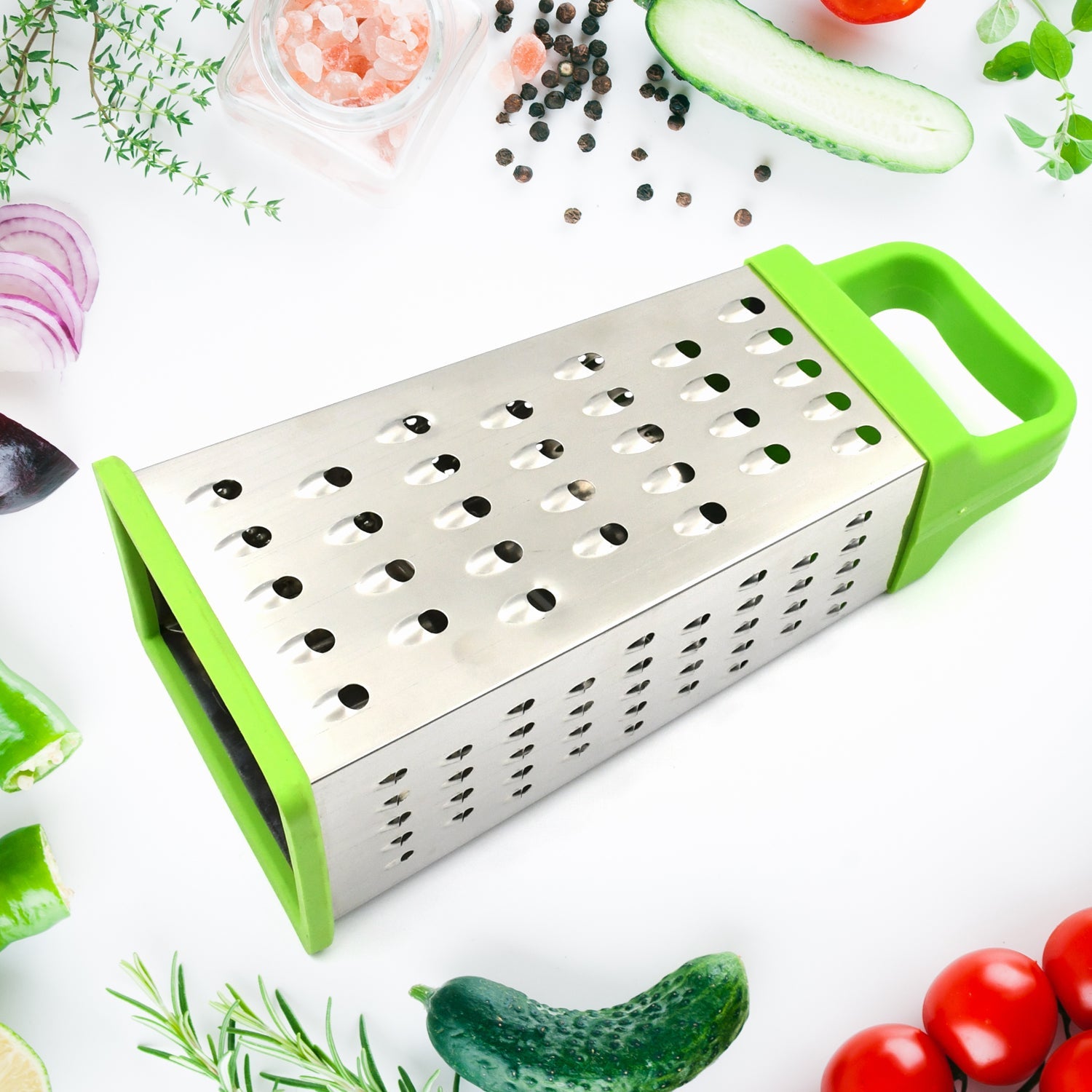 5585 Miracle 5 In 1 Multifunctional Stainless Steel, Cheese Grater With Handle Stainless Steel Material Food Grater For Carrot, Cheese, Panner, Lemon or orange Peel and other Vegetable & Fruit  