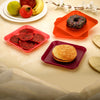 2706 Square Plastic Dinner Plate Set (Set of 6 Pcs) Colorful Snacks / Breakfast Plate