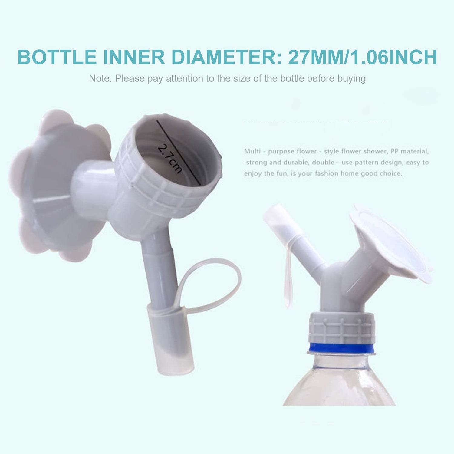 4978   2 in 1 Bottle Cap Sprinkler Dual Head Bottle Watering Spout Double Ended Bottle Watering Nozzle  Watering Can Nozzle for Indoor Seedlings Plant Garden Tool