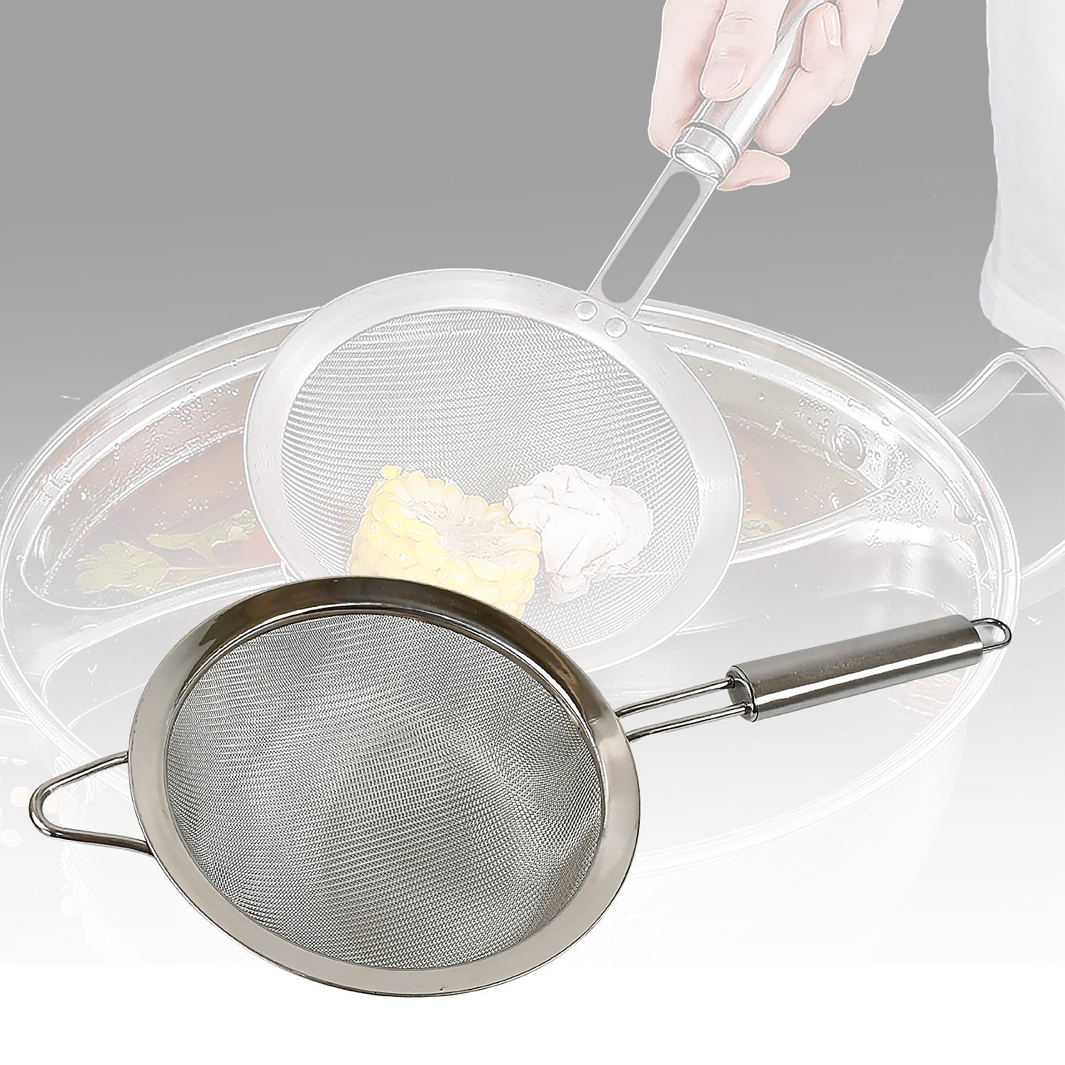 5601 Mesh Sieve Quality Stainless Steel Fine Mesh Strainer with Sturdy Handle and Hook, Ideal for Tea Coffee, Rice, Powder, Fruit Etc Kitchen Food Kitchen Utensil